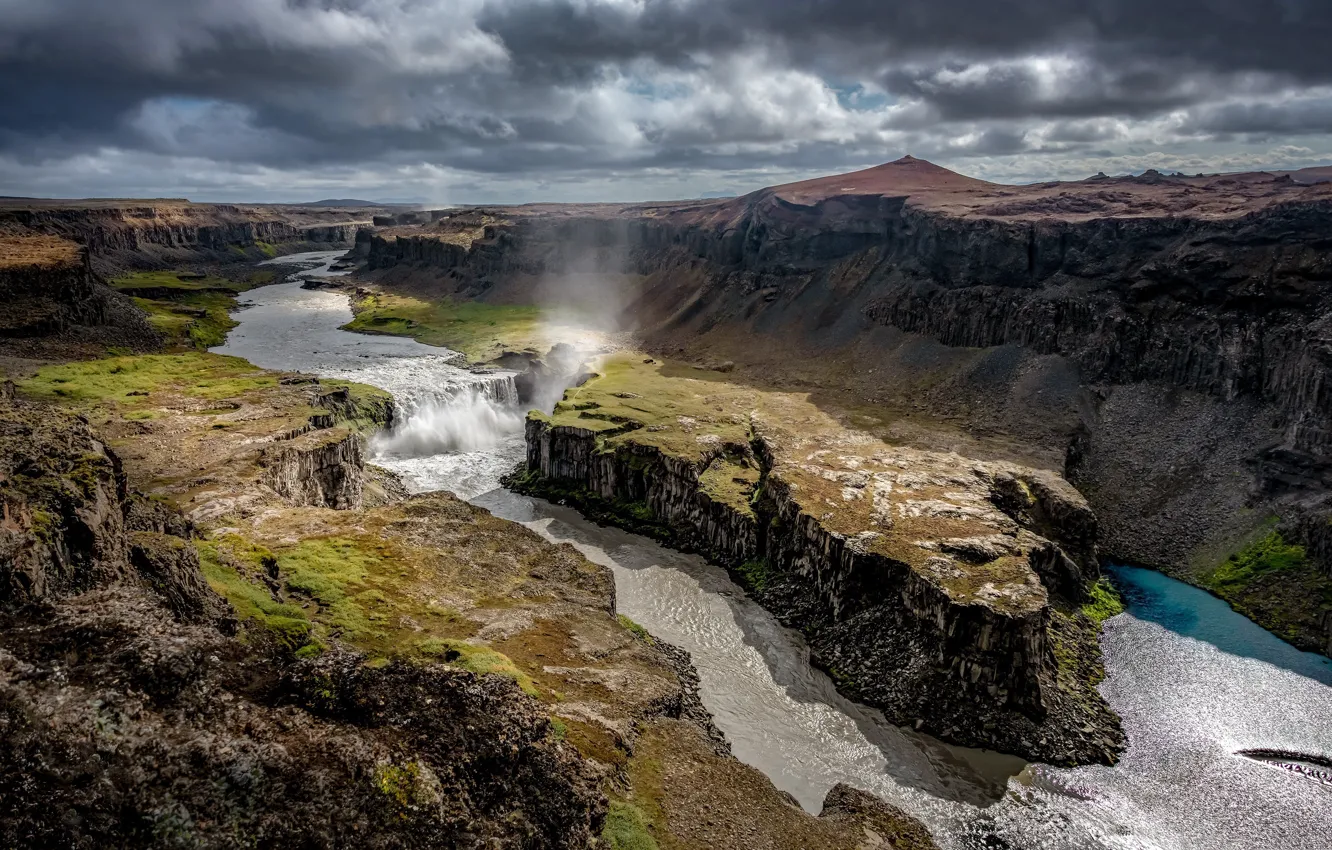 Photo wallpaper river, waterfall, canyon