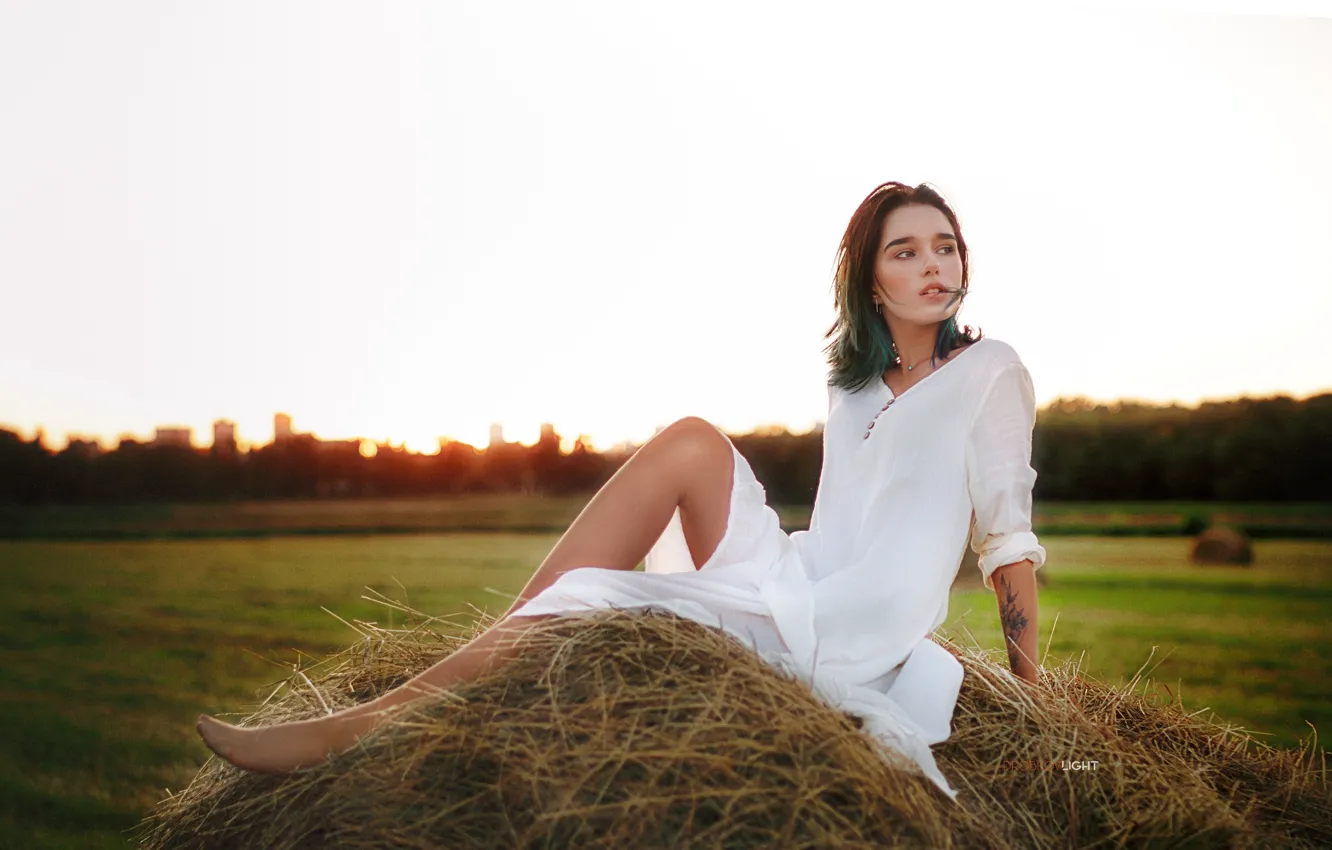 Photo wallpaper look, nature, legs, sitting, Alexander Drobkov-Light, Maria Larina