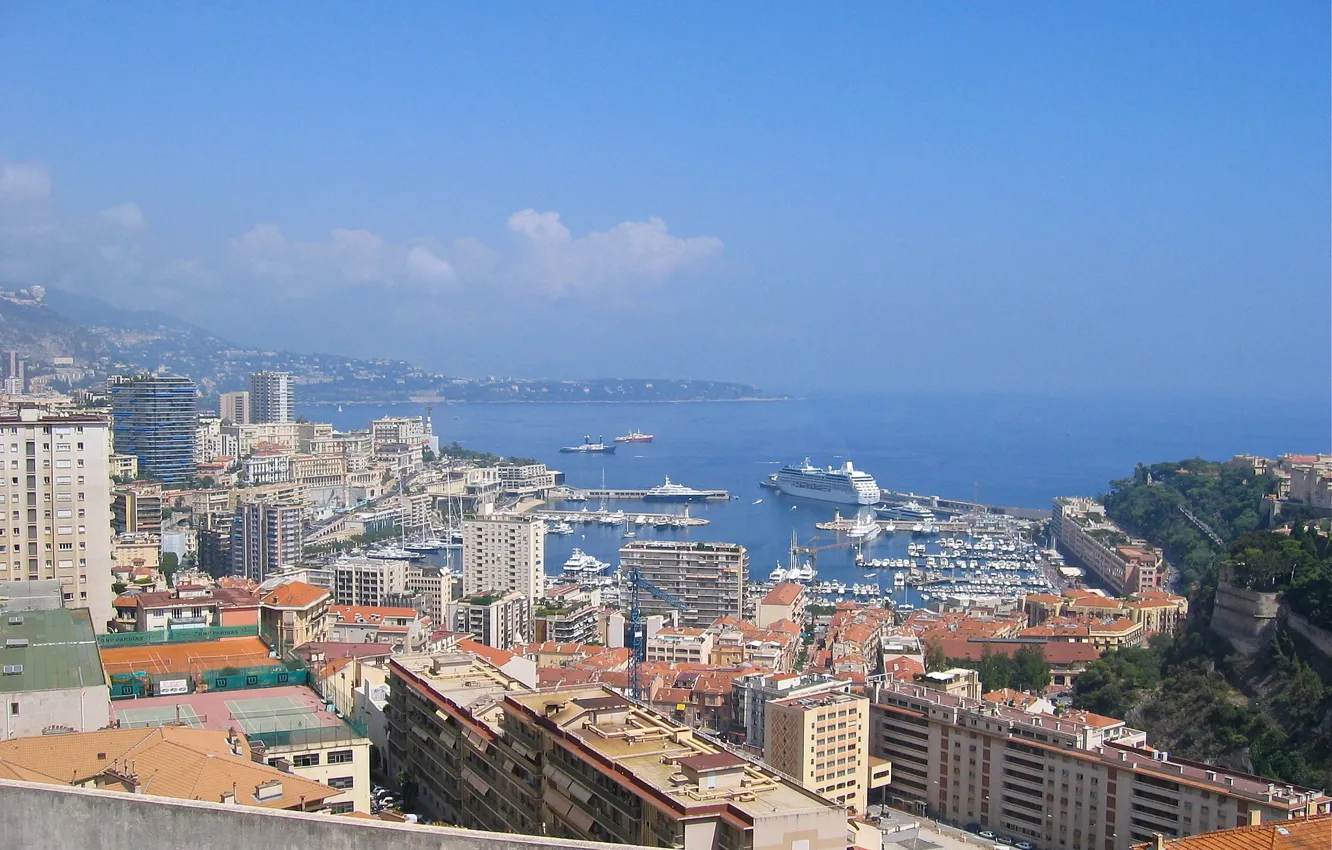 Photo wallpaper sea, home, panorama, harbour, Monaco, Monte Carlo
