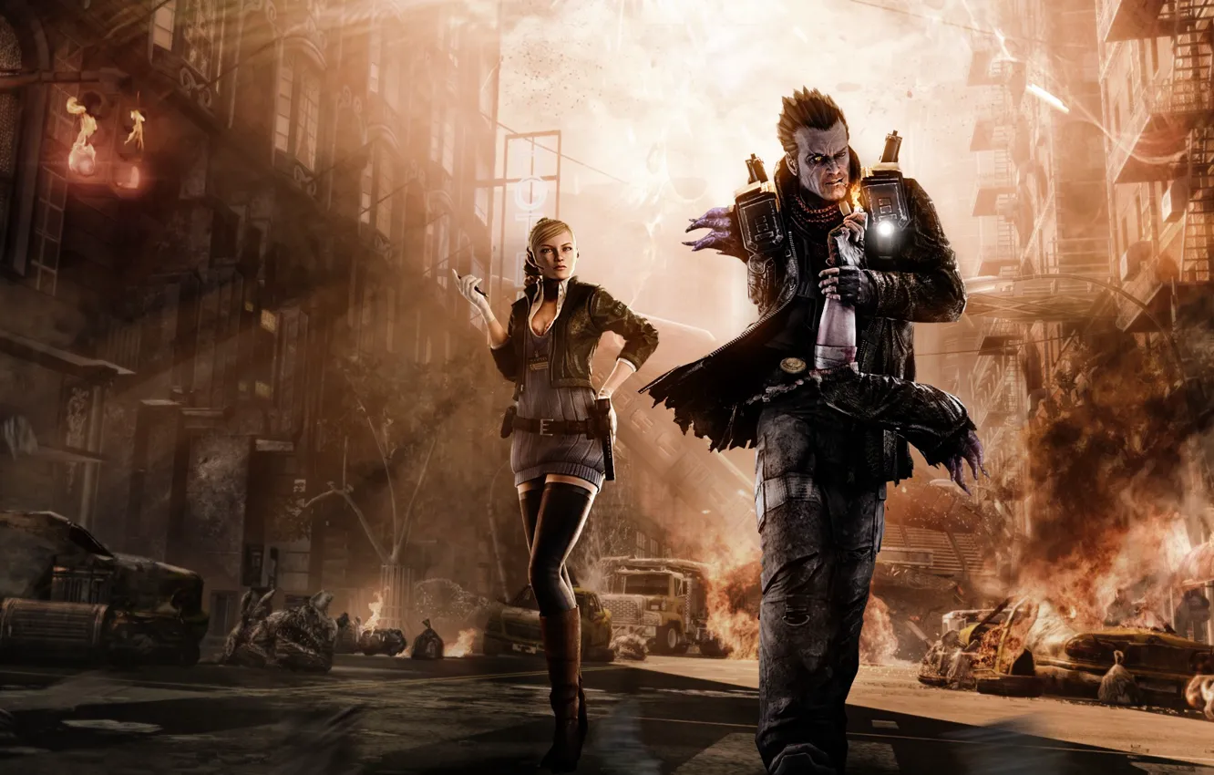 Photo wallpaper girl, the city, hands, cigarette, NeverDead, Bryce Boltzmann