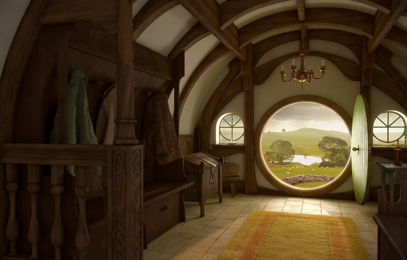 Photo wallpaper house, interior, Nora, the door, the Lord of the rings, art, the hobbit, lord of …