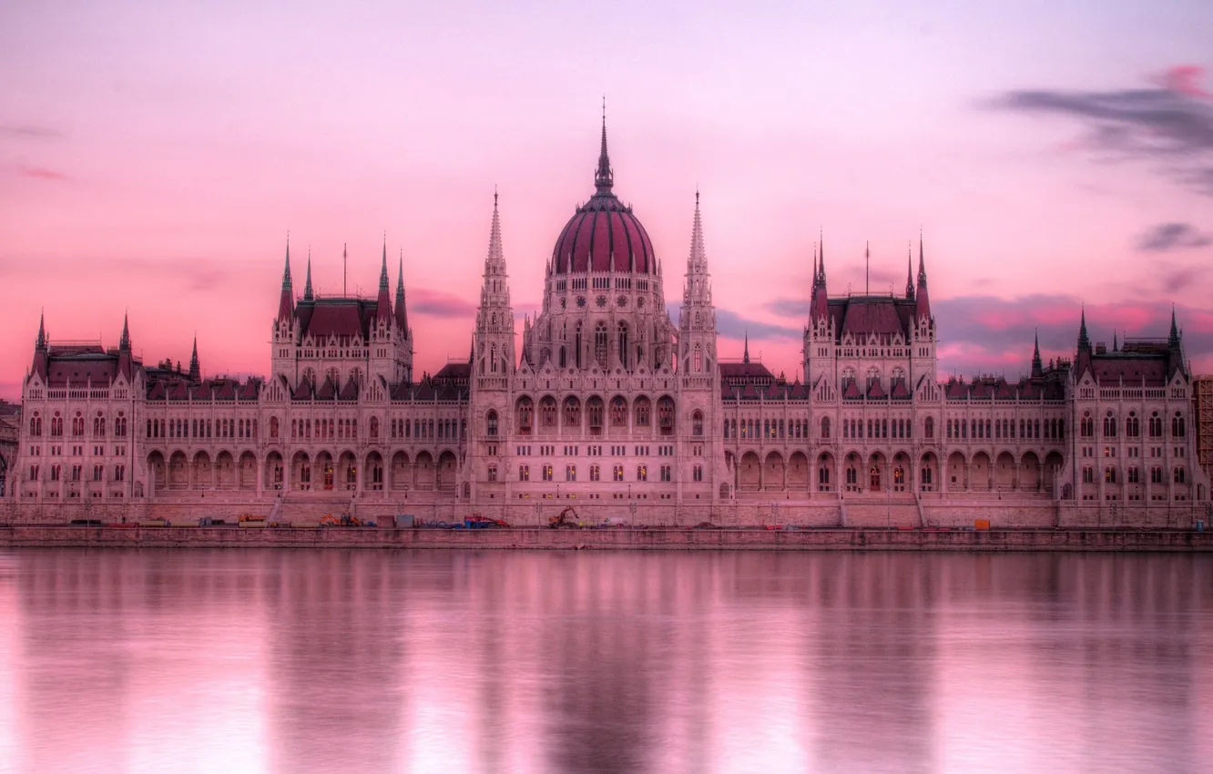 Photo wallpaper the sky, river, HDR, Parliament, Hungary, Budapest, The Danube