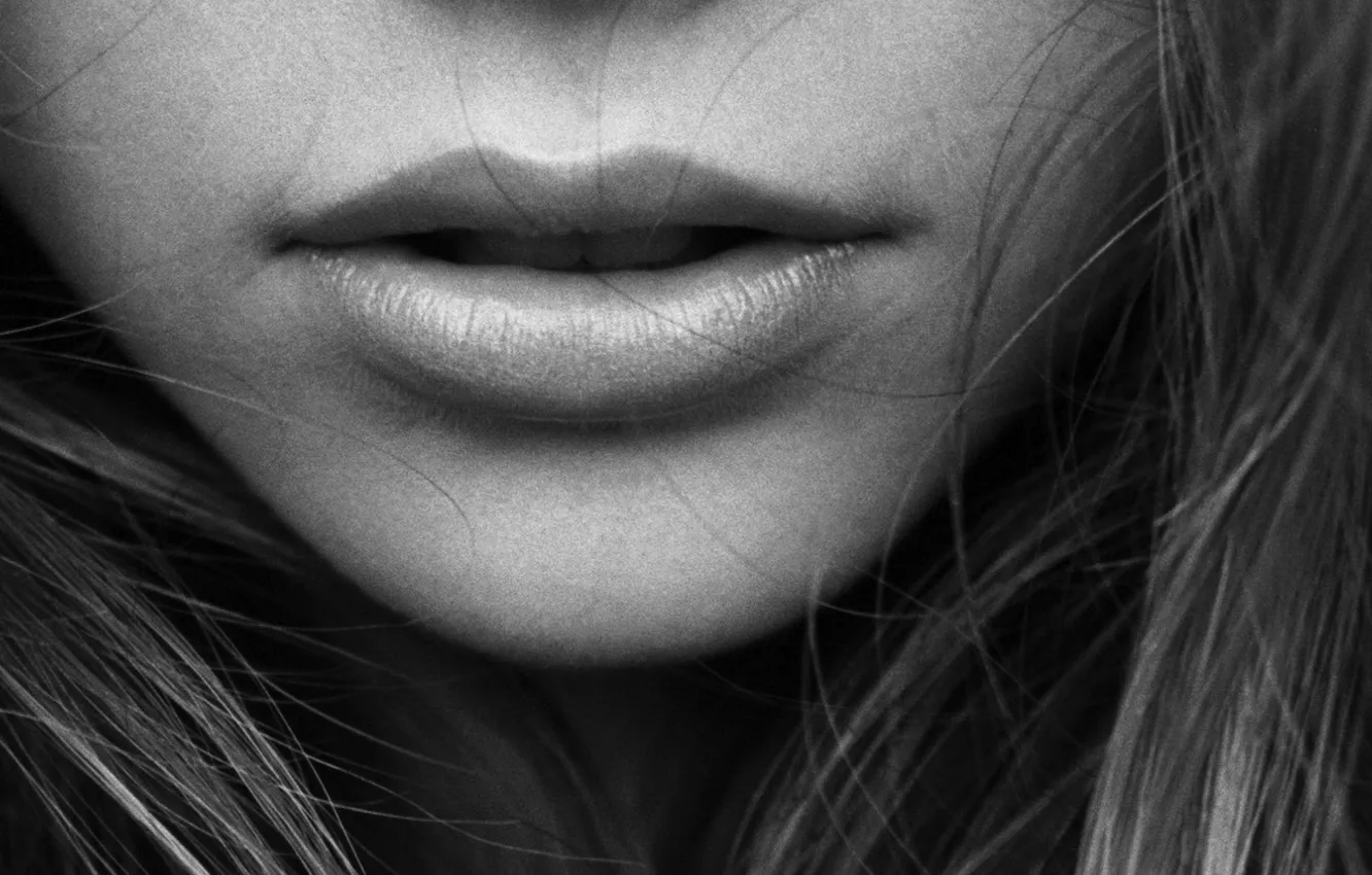 Photo wallpaper girl, face, half, hair, lips