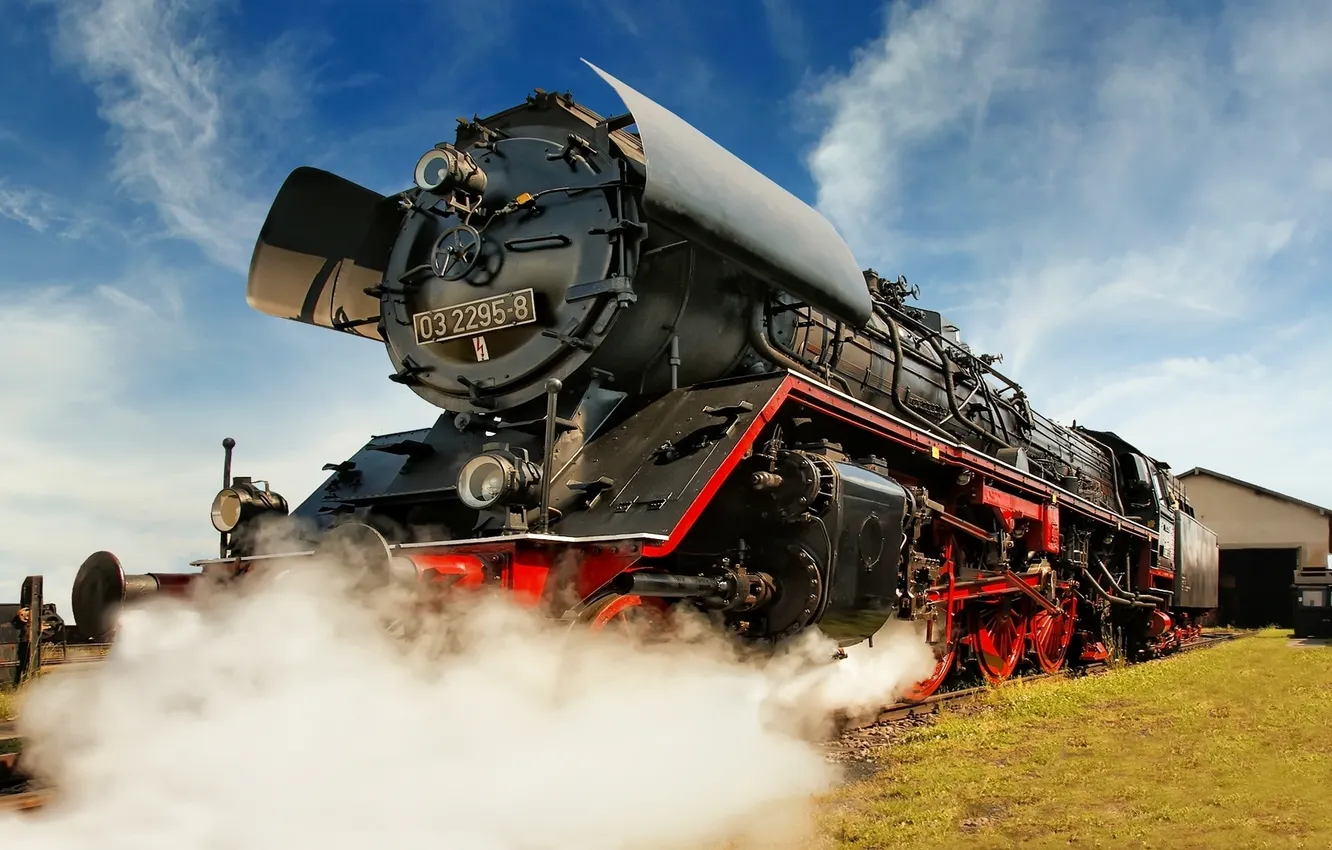 Photo wallpaper smoke, the engine, railroad