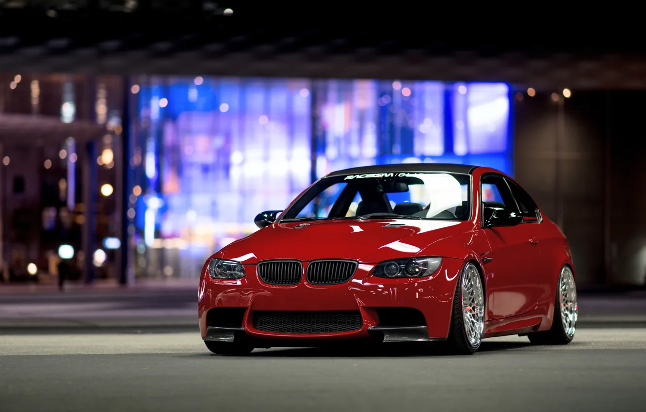 Photo wallpaper BMW, red, front, E92