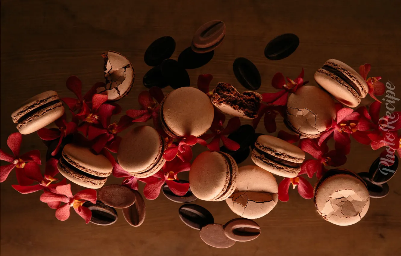 Photo wallpaper cake, Orchid, macaroon