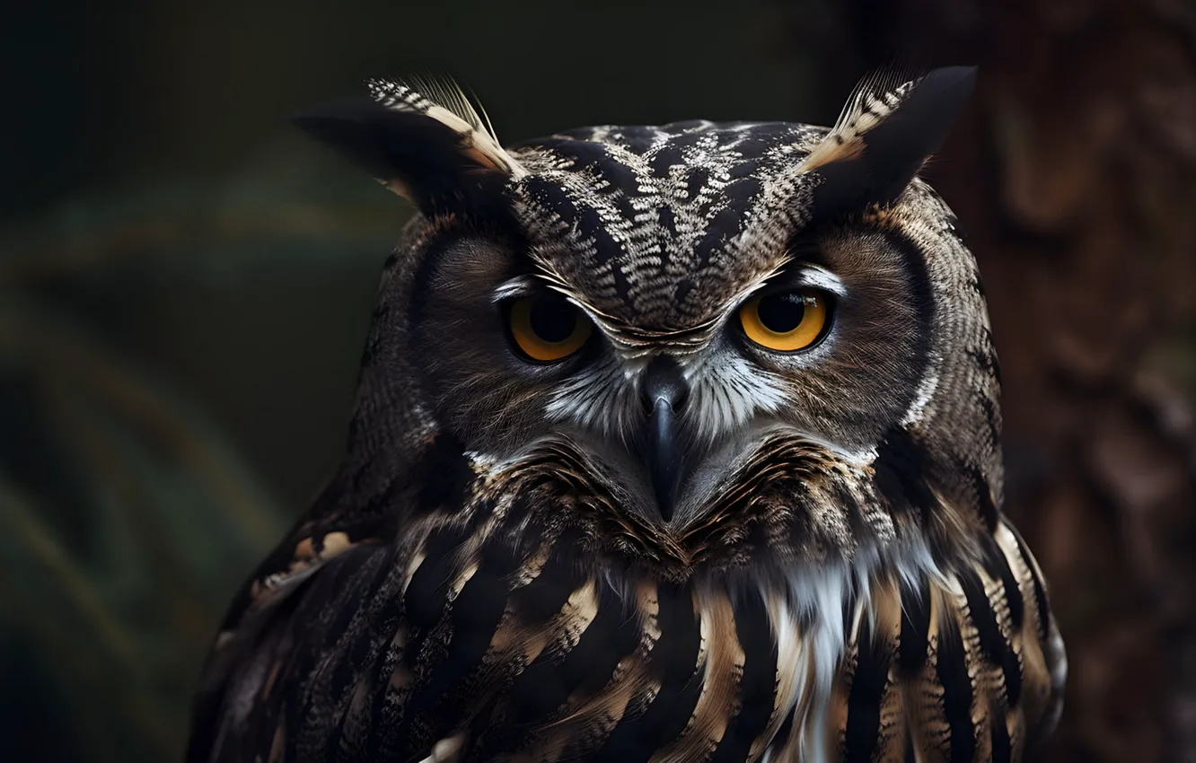 Photo wallpaper rendering, owl, bird, art, digital art, digital art, AI art, The Art of Artificial Intelligence