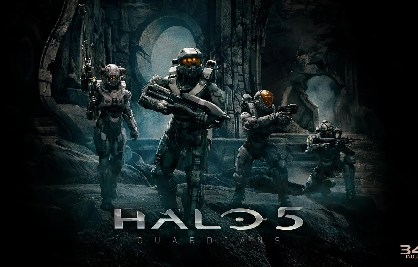 Photo wallpaper soldiers, Master Chief, Halo 5: Guardians, Spartan Blue Team