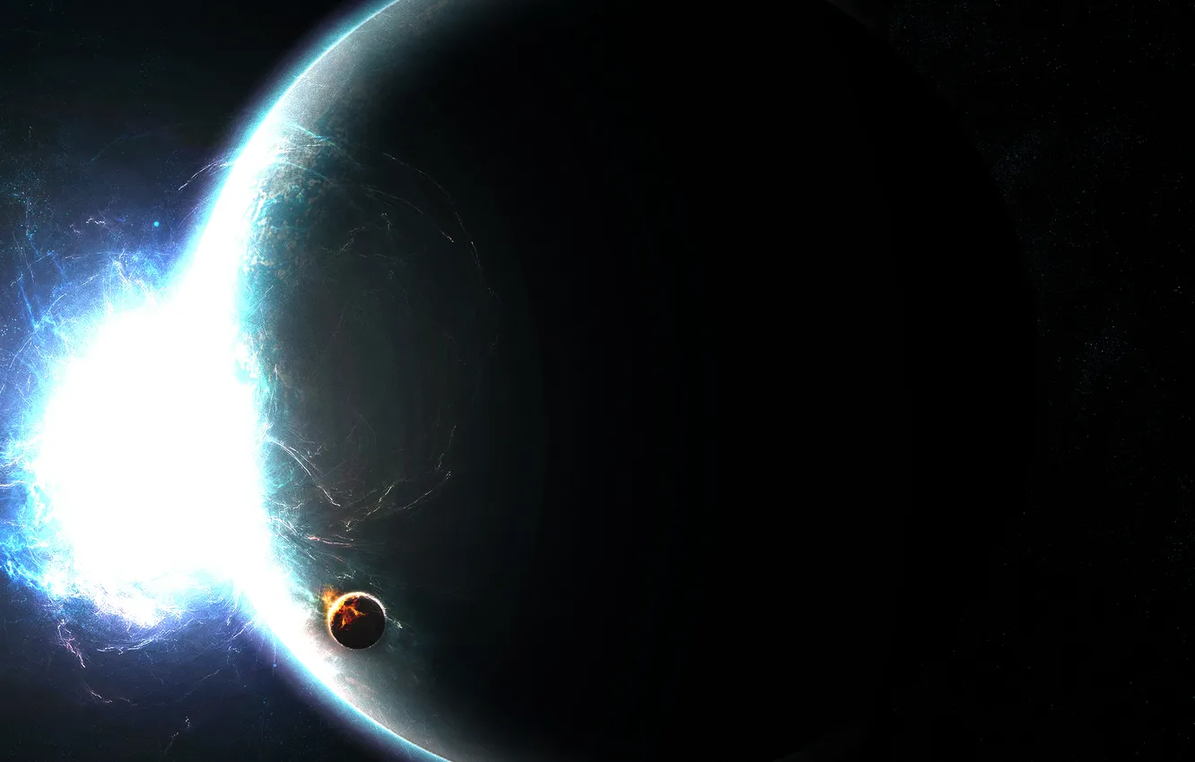 Photo wallpaper energy, space, planet, satellite