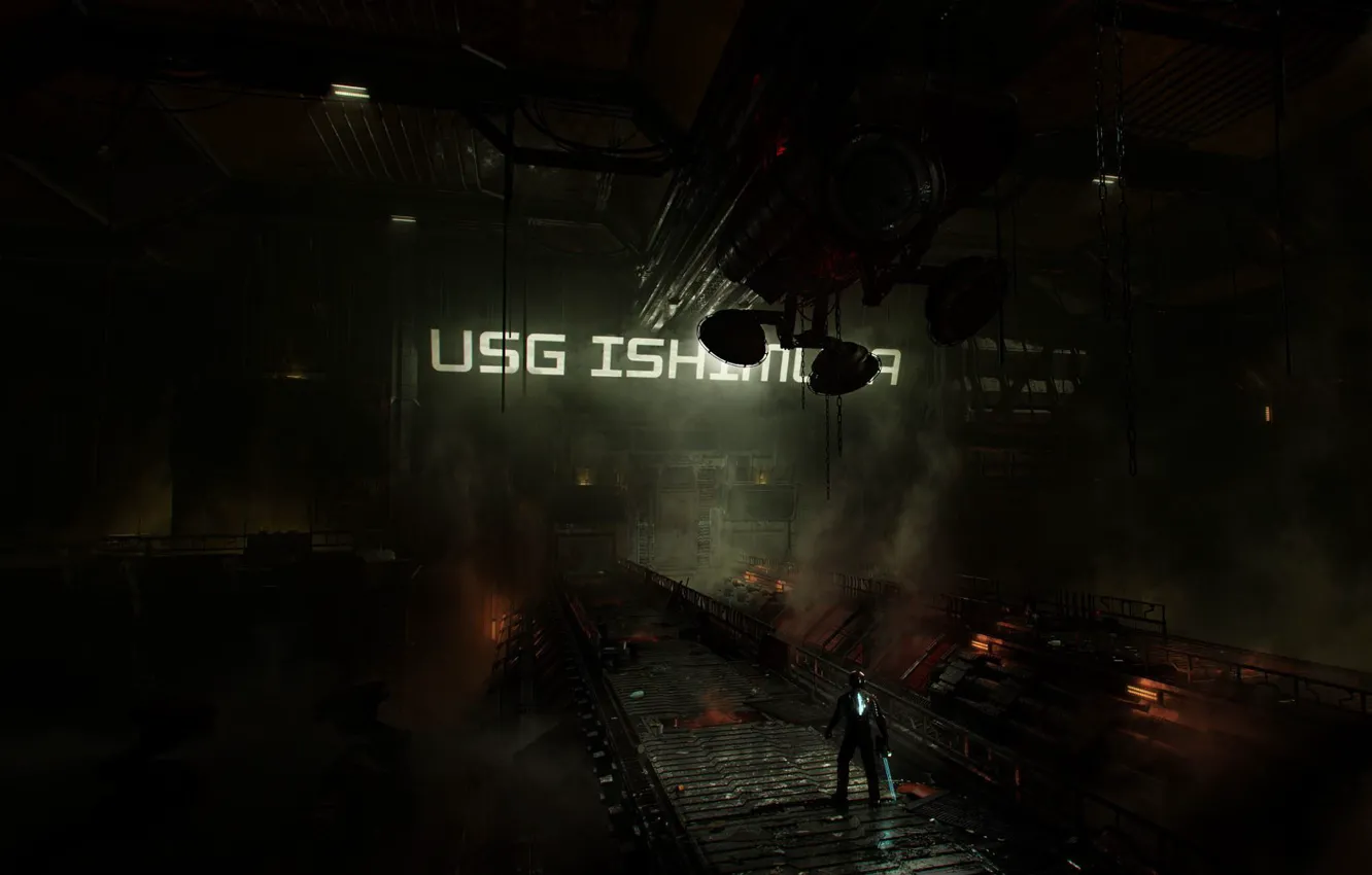 Photo wallpaper horror, game, art, Isaac Clark, Dead Space Remake, USG Ishimura