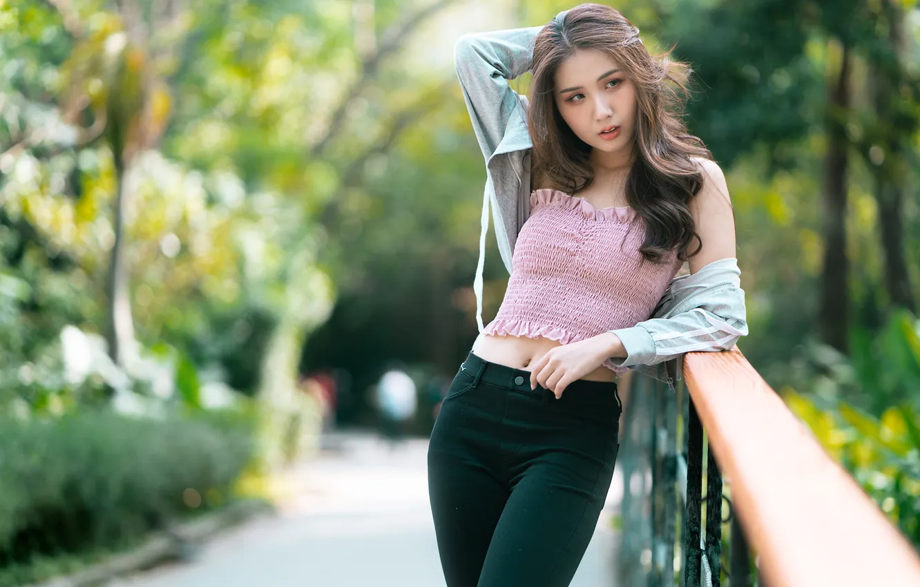 Photo wallpaper girl, street, Asian