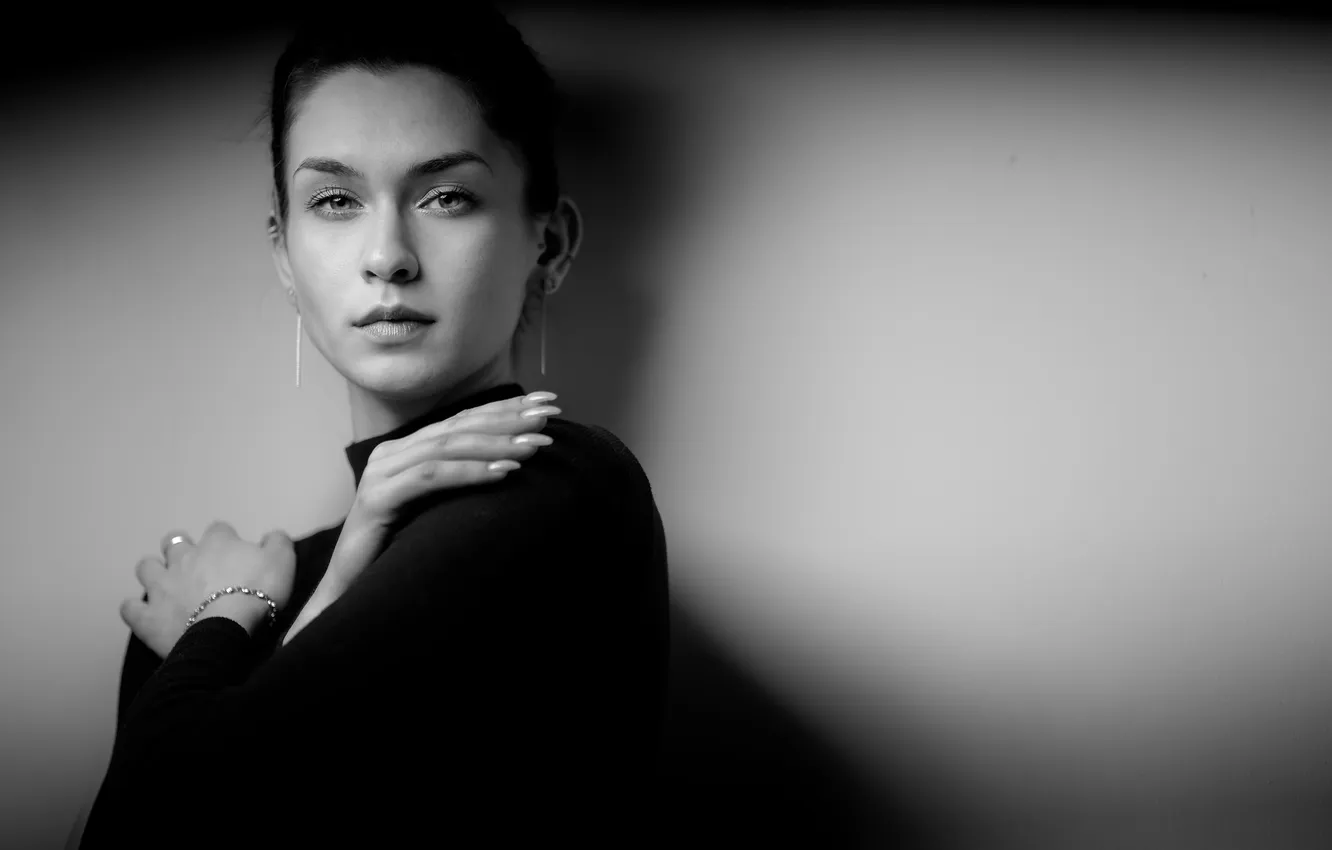 Photo wallpaper girl, portrait, black and white, Dmitry Chernov