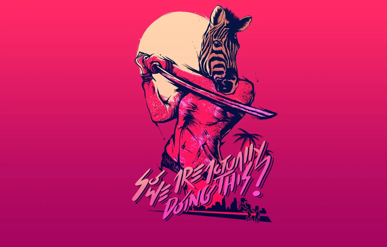 Photo wallpaper background, the game, Zebra, Miami, characters, Hotline Miami, Synthpop, Darkwave