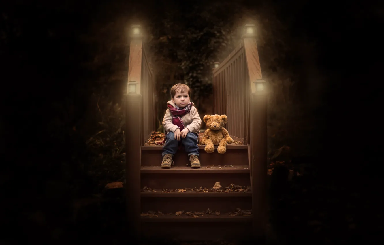 Photo wallpaper toy, boy, bear