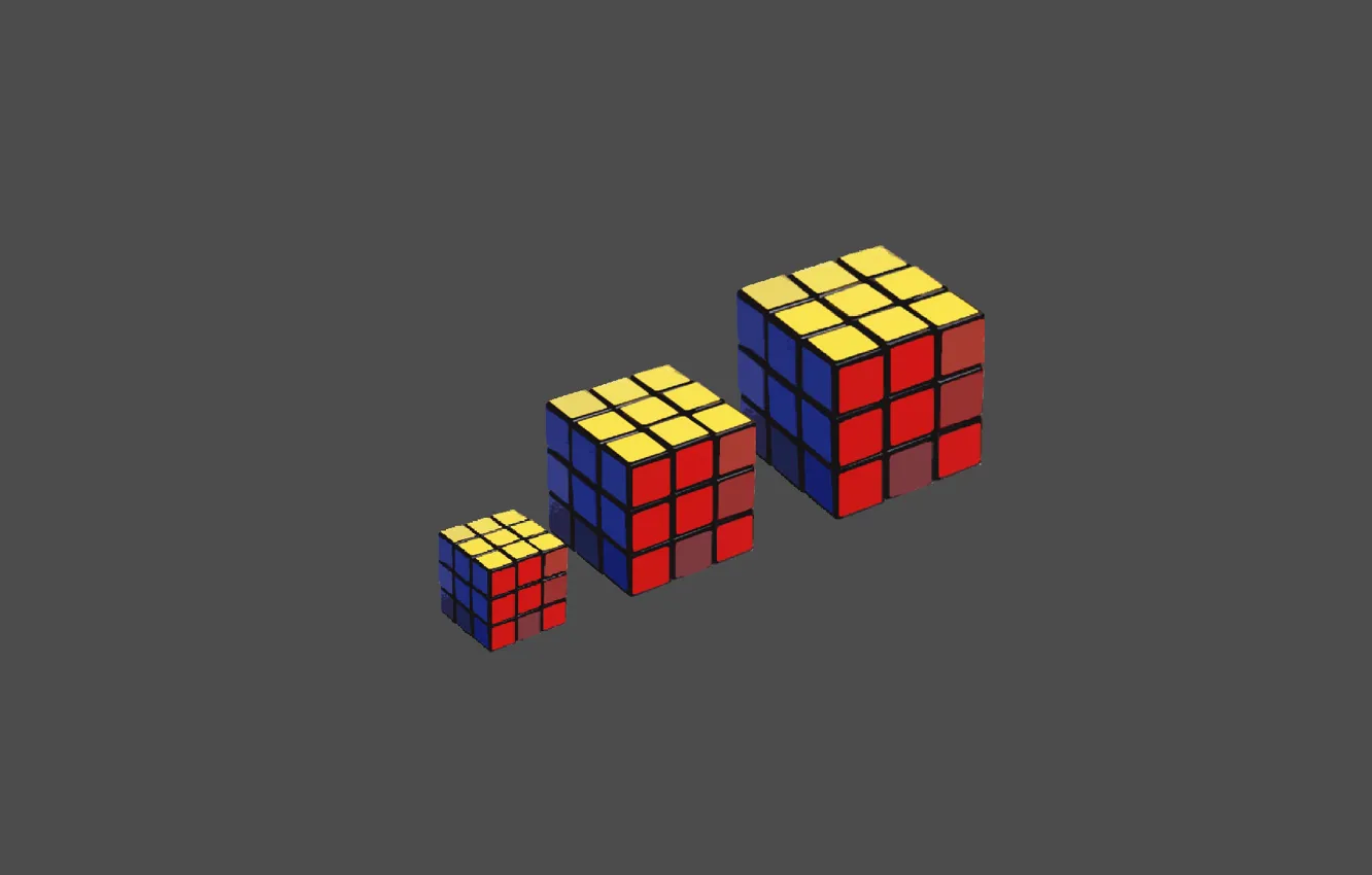 Photo wallpaper macro, minimalism, three, Rubik's cube, color