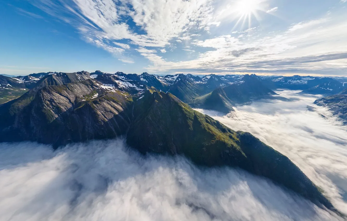 Photo wallpaper clouds, mountains, nature, Norway