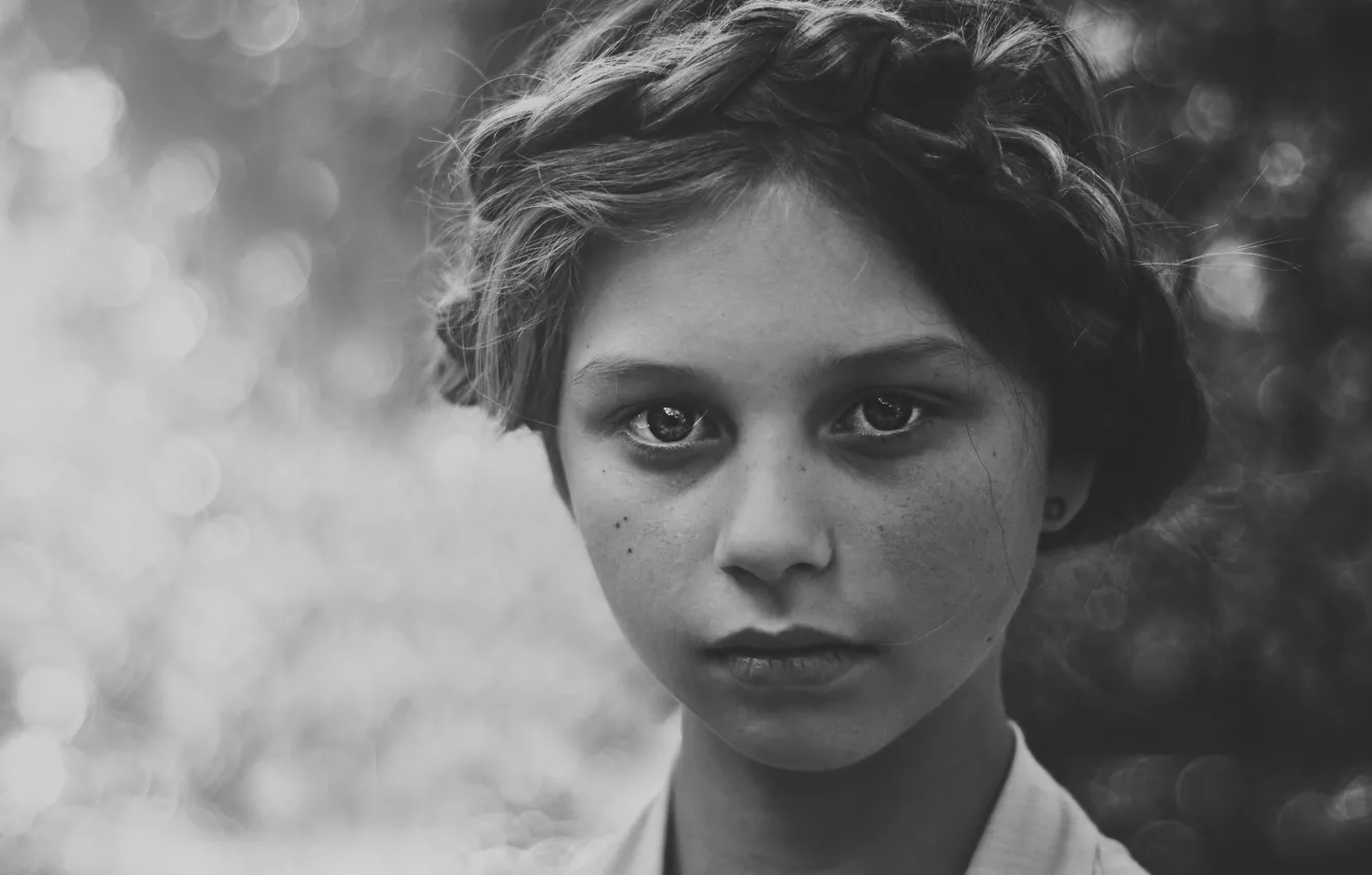 Photo wallpaper look, portrait, hairstyle, b & W photo