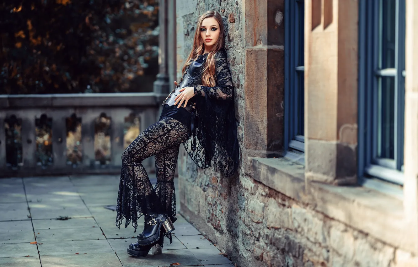 Photo wallpaper look, girl, pose, legs, long hair, pants, Loba, Andreas-Joachim Lins