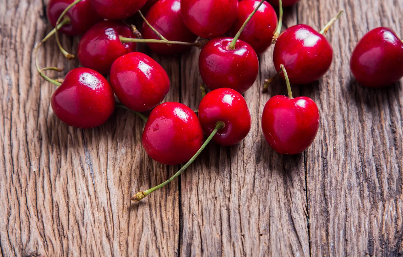 Photo wallpaper cherry, berries, fresh, wood, cherry, sweet, cherry, berries