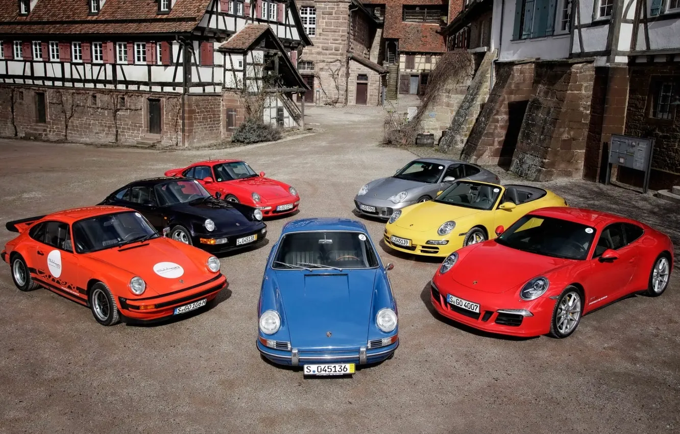 Photo wallpaper background, home, 911, Porsche, Porsche, evolution, the front, lineup