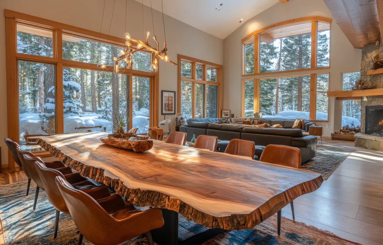 Photo wallpaper design, style, table, furniture, home, interior, chair, window