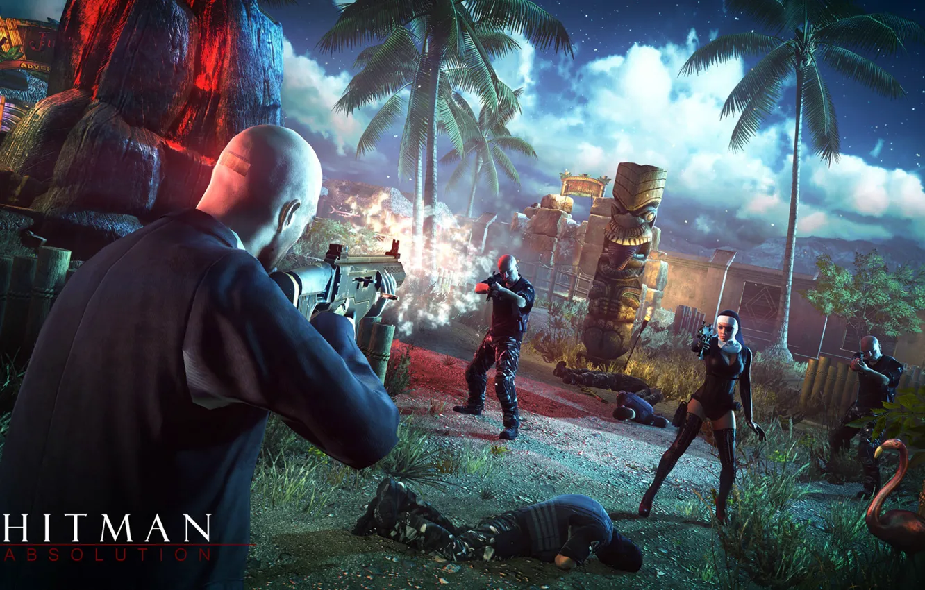 Photo wallpaper Park, shooting, rifle, Hitman Absolution, Agent 47