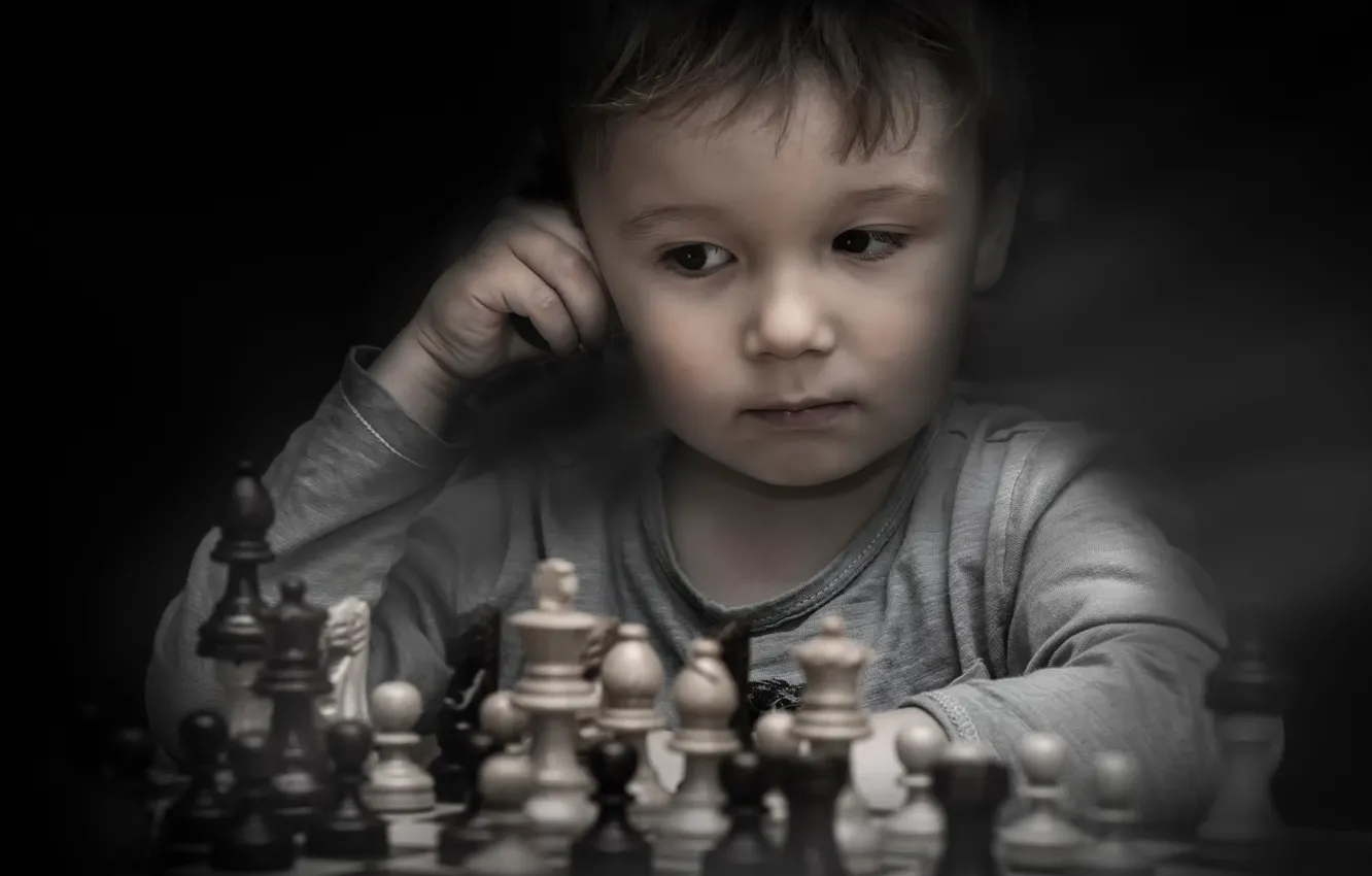 Photo wallpaper boy, chess, figure