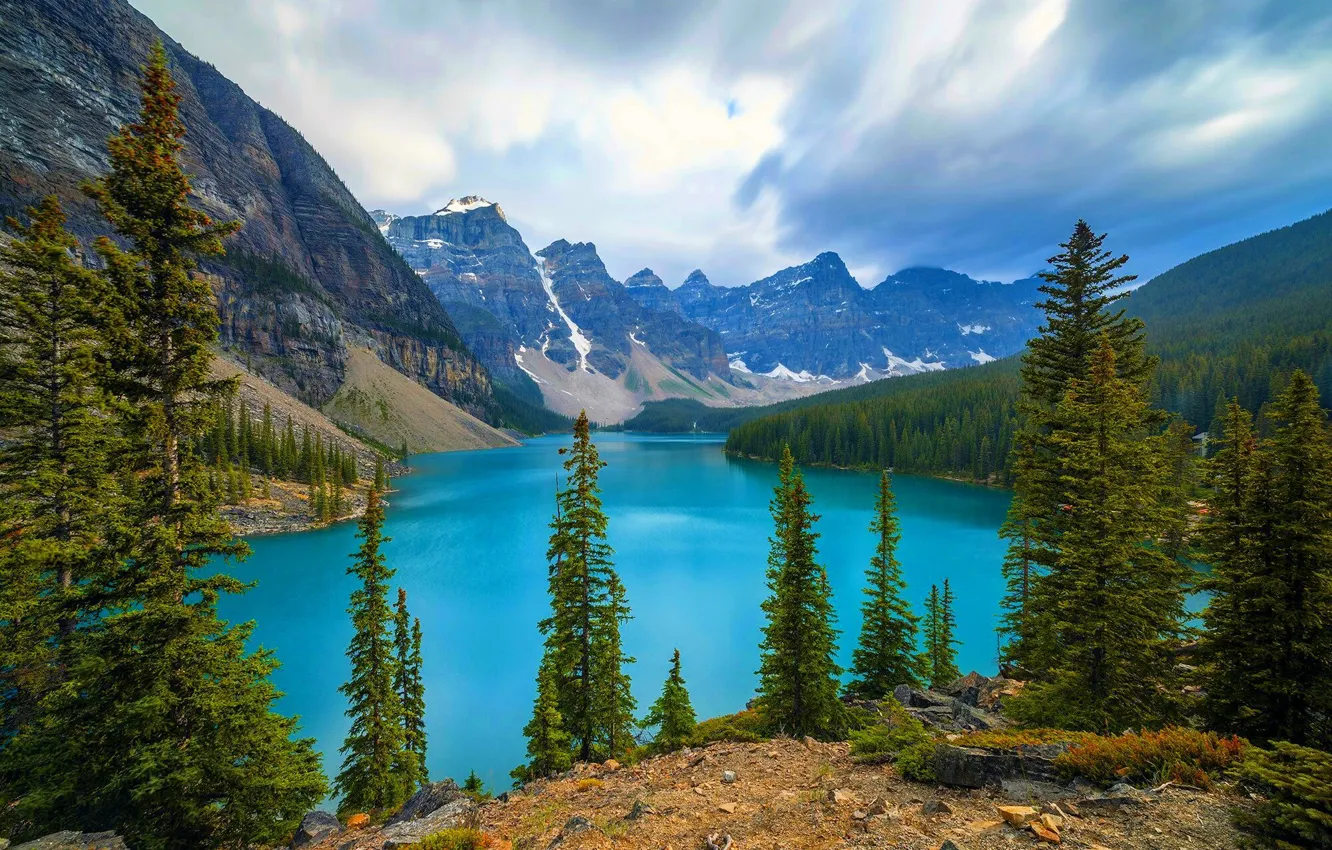Photo wallpaper mountains, lake, Banff National Park, Canada, Moraine