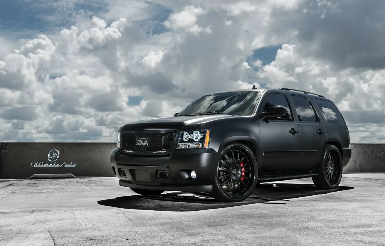 Photo wallpaper car, machine, the sky, clouds, tuning, Chevrolet, SUV, drives