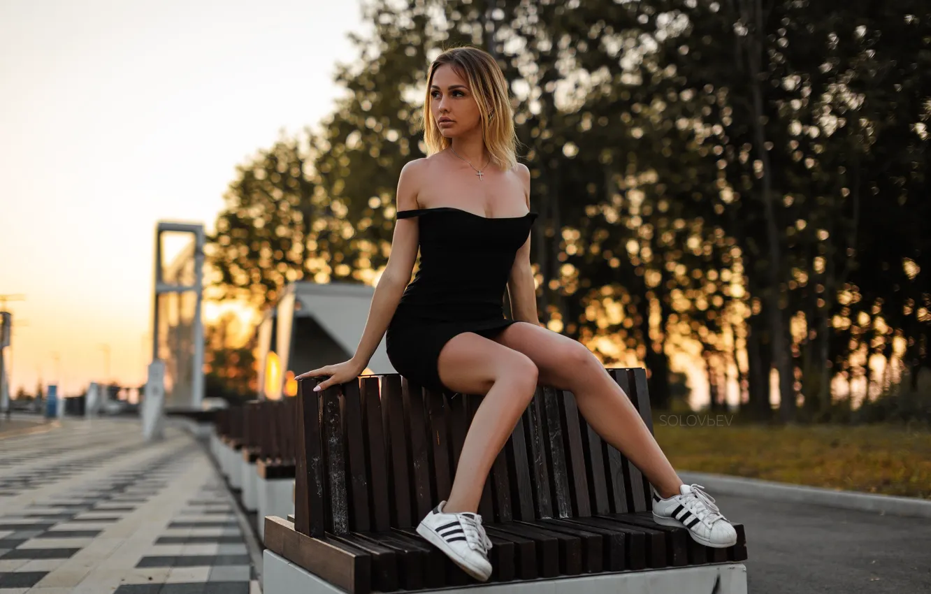 Photo wallpaper girl, pose, figure, dress, Olga White, Artem SolovЬev