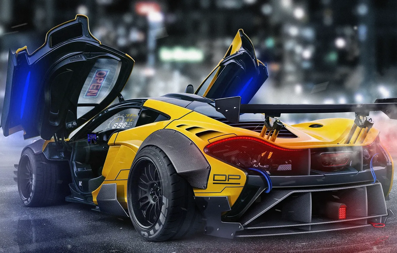 Photo wallpaper machine, auto, rendering, McLaren, sports car, McLaren P1, DizePro, Dmitry Strukov