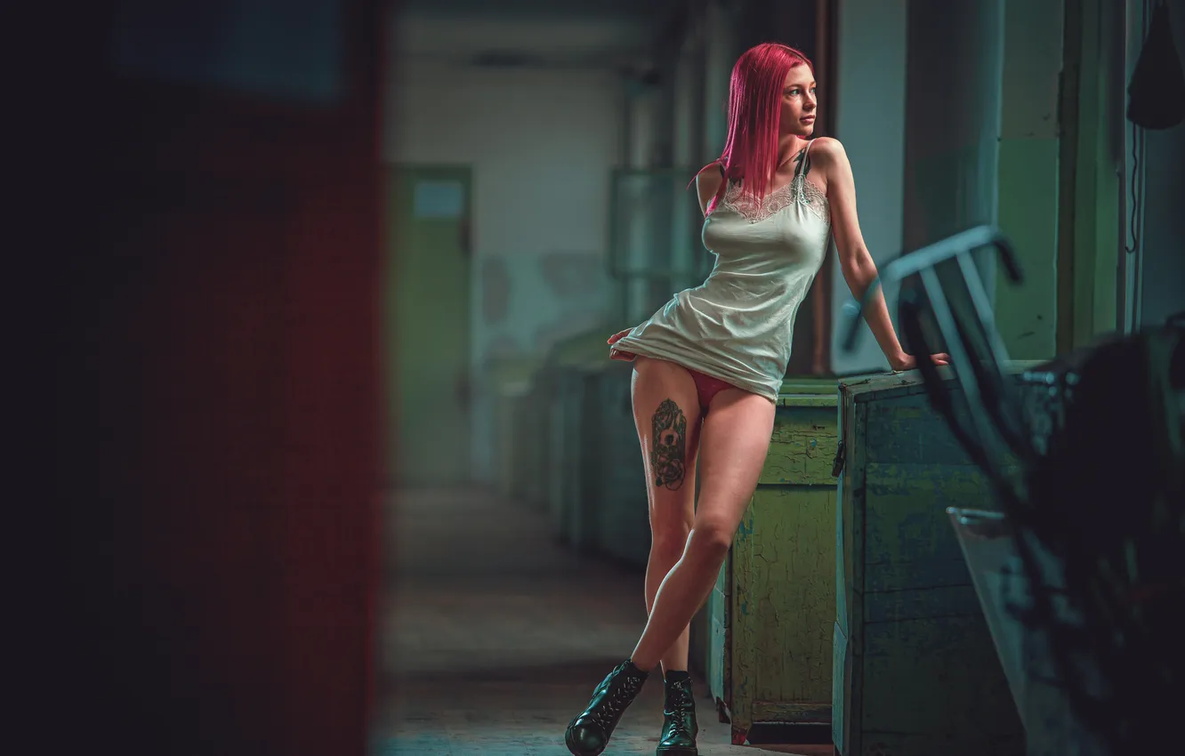 Photo wallpaper girl, pretty, tattoo, cute