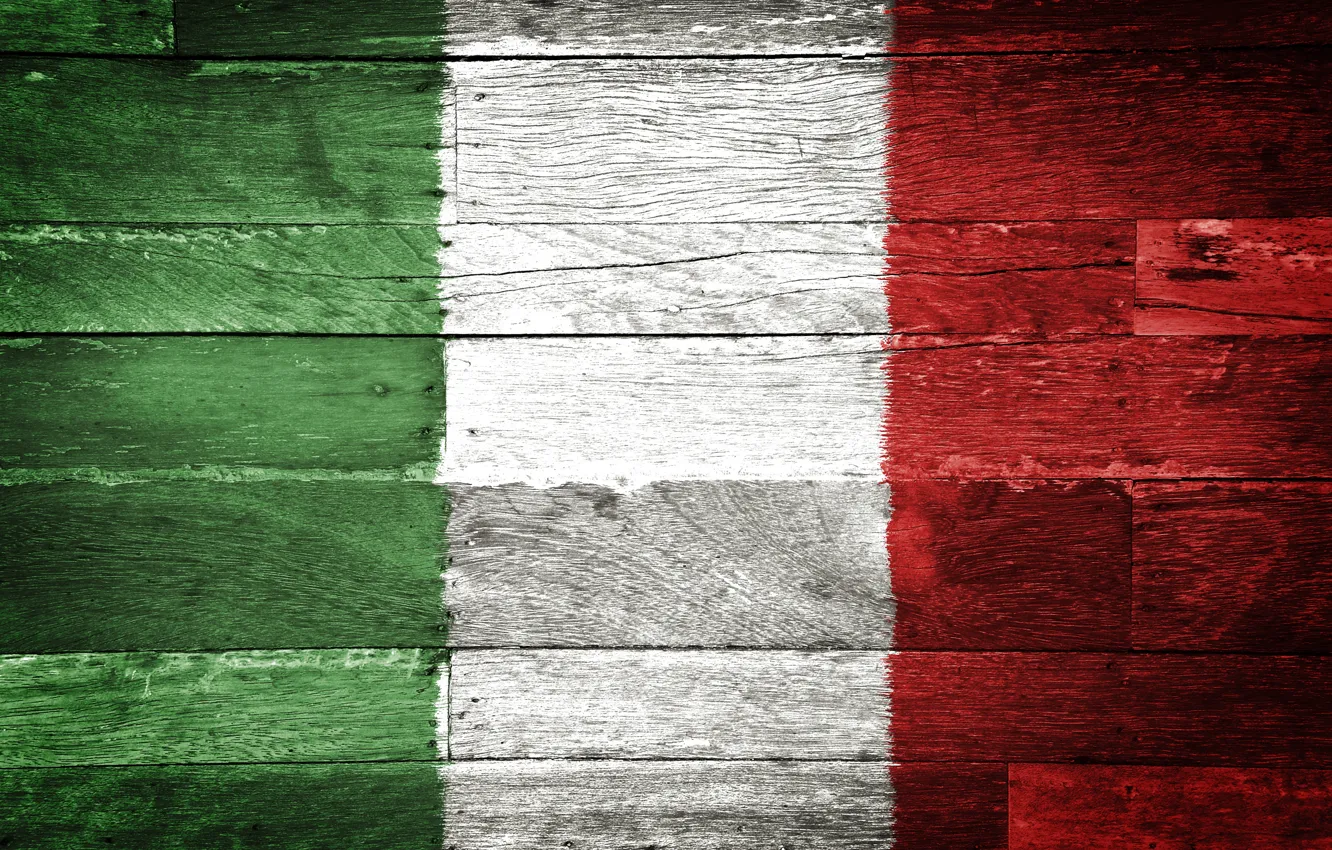 Photo wallpaper red, wood, italien flag