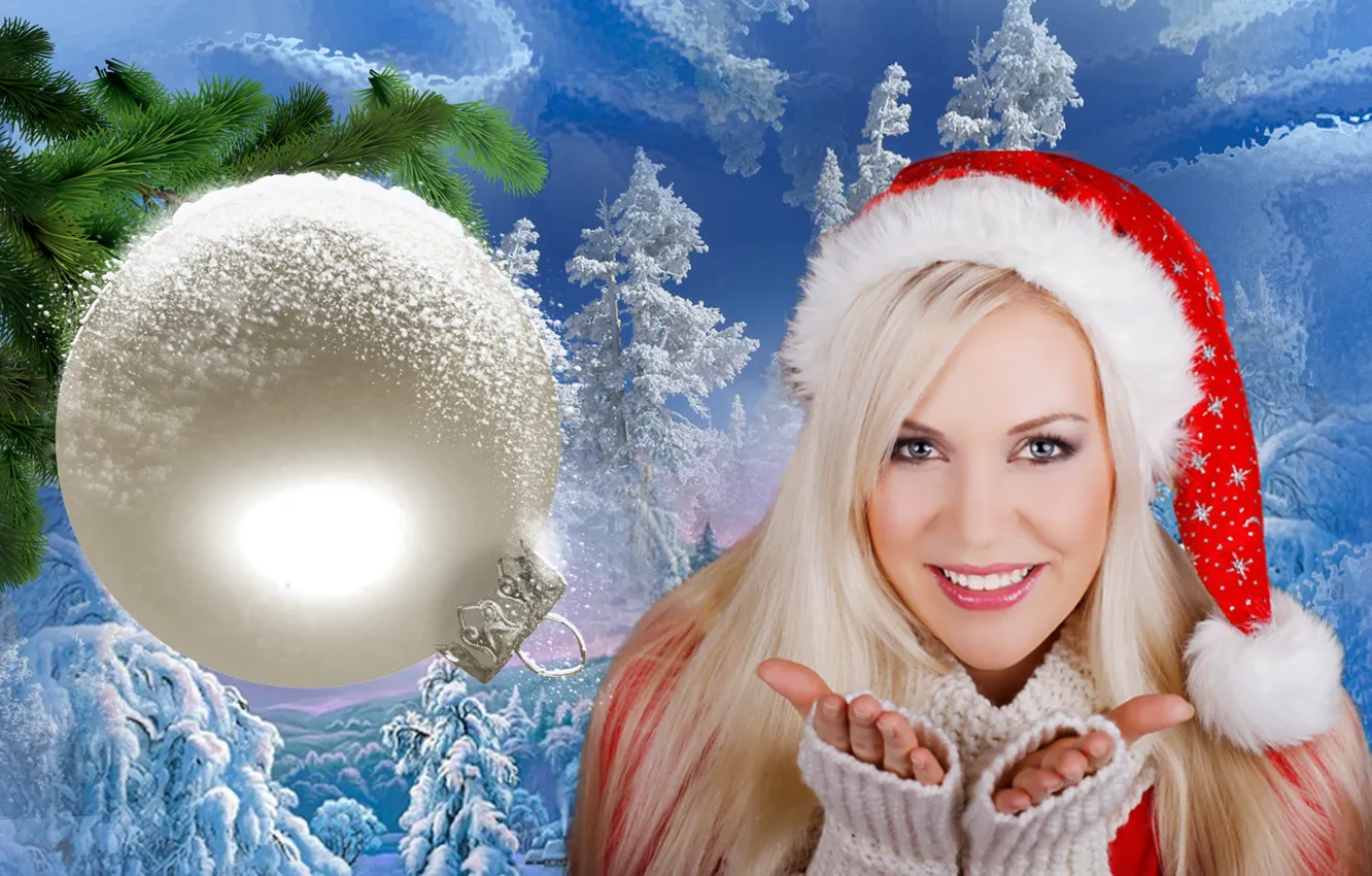 Photo wallpaper winter, mood, holiday, new year, maiden