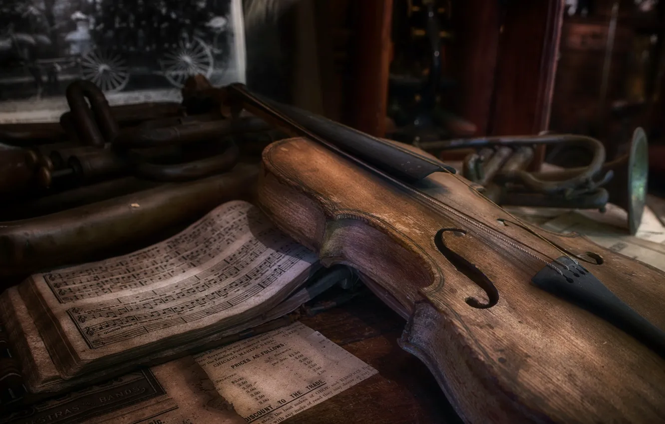 Photo wallpaper notes, music, violin