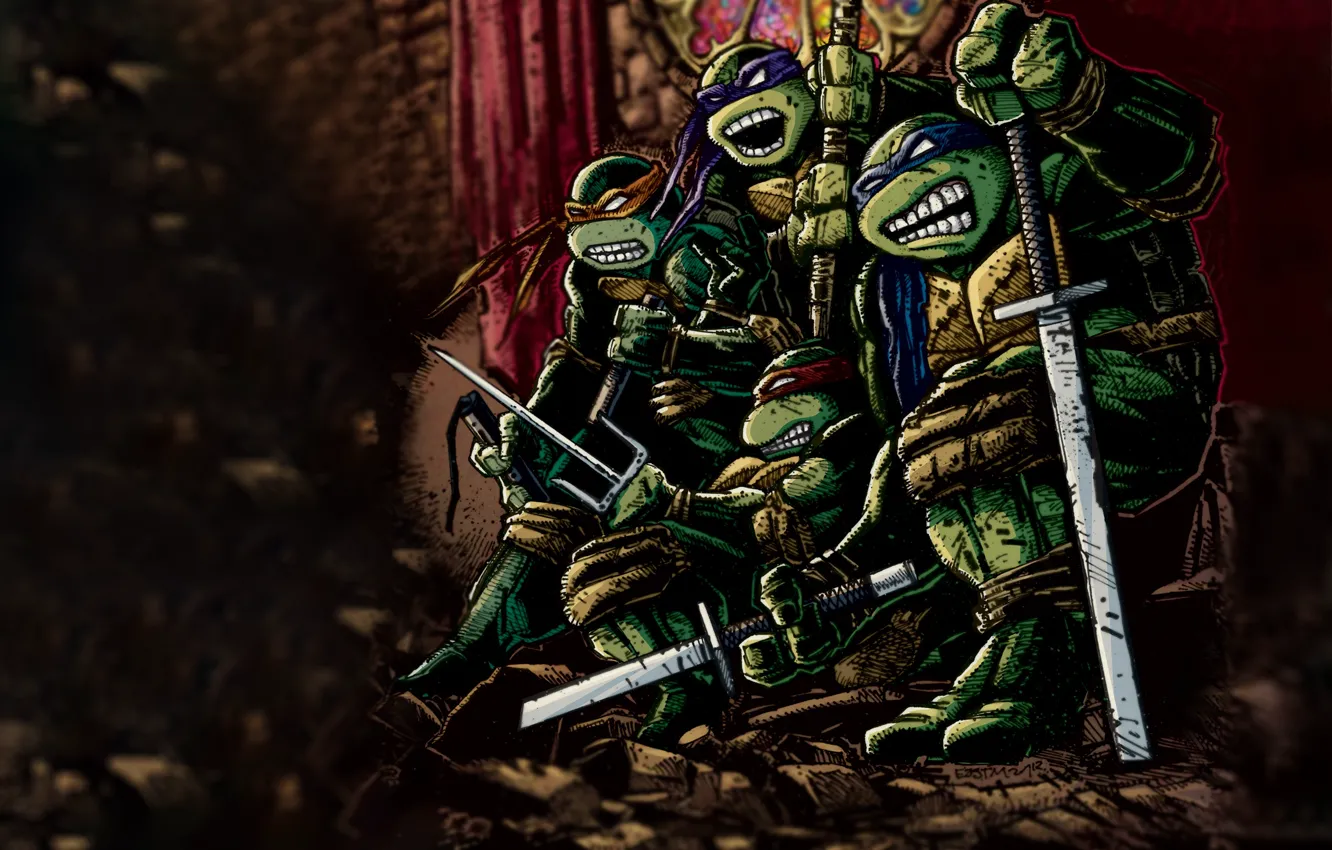 Photo wallpaper Teenage mutant ninja turtles, TMNT, Leonardo, Donatello, Michelangelo, teenage mutant ninja turtles, comix, Rafael