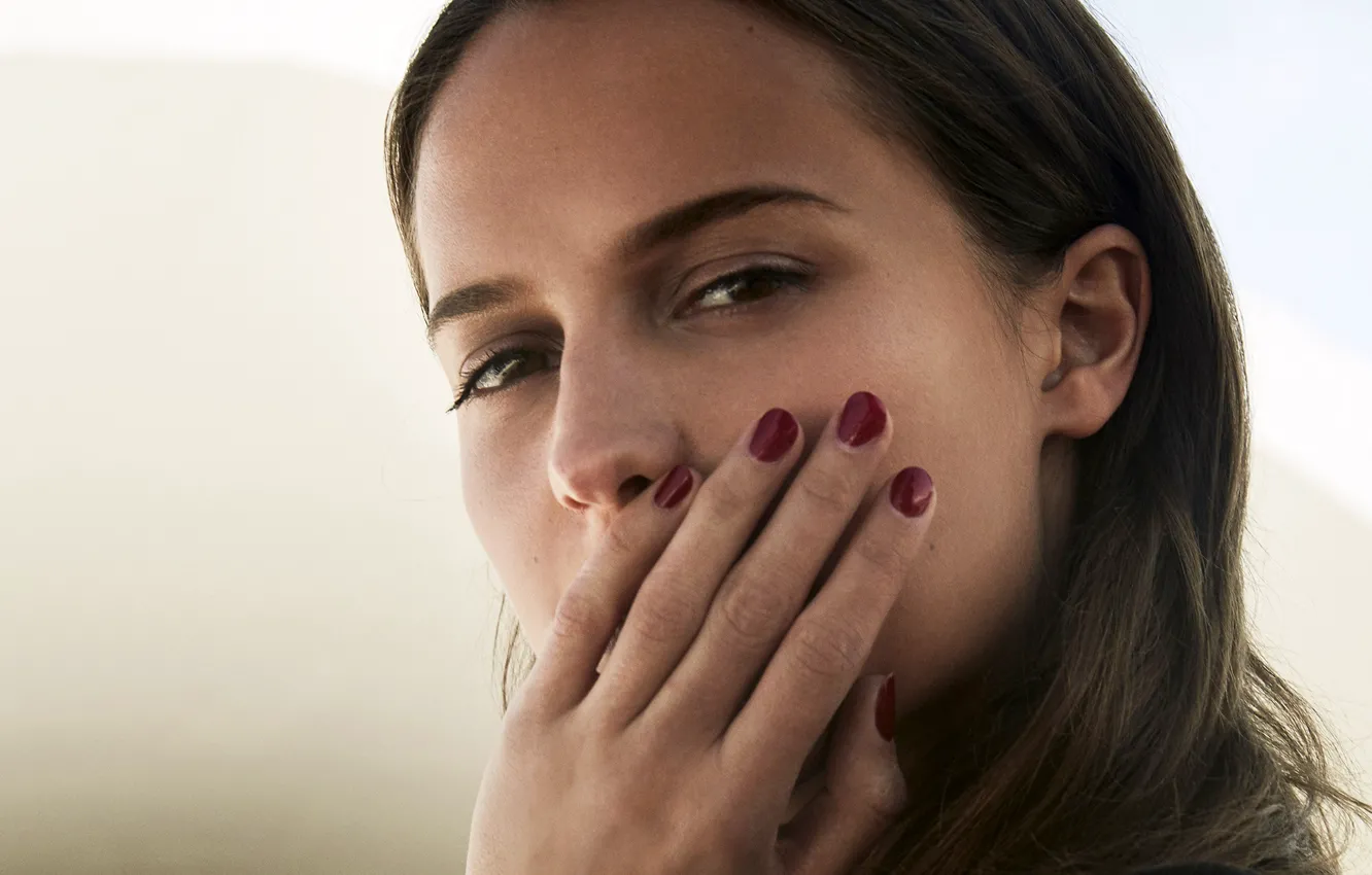 Photo wallpaper look, close-up, face, background, hands, makeup, actress, hairstyle