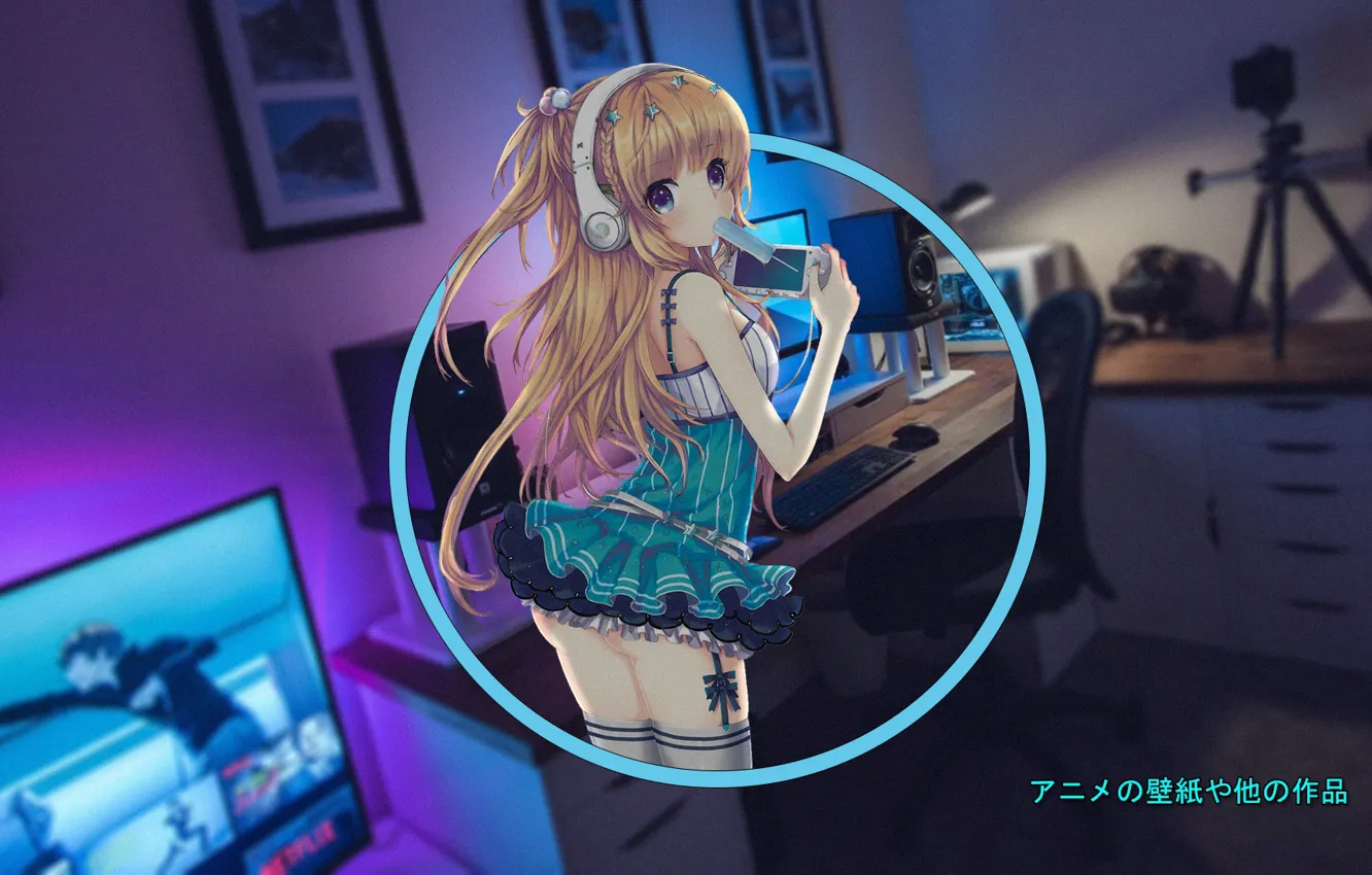 Photo wallpaper girl, anime, gamers, madskillz, room gamer