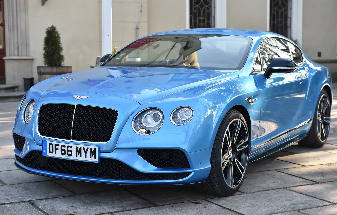 Photo wallpaper car, continental, bentley, auto, blue, british, automobiles, automotive