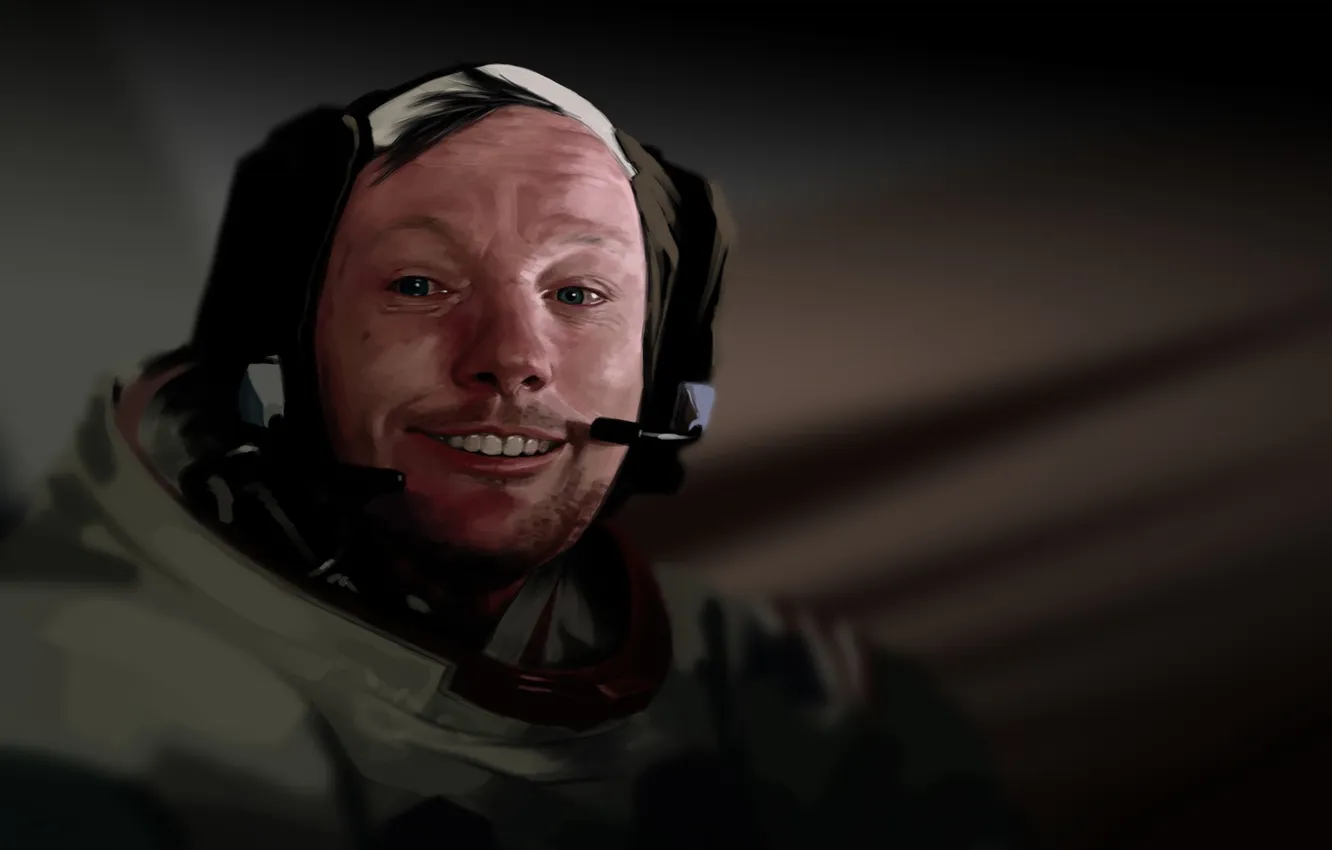 Photo wallpaper people, ship, art, pilot, astronaut, first, NASA, lunar