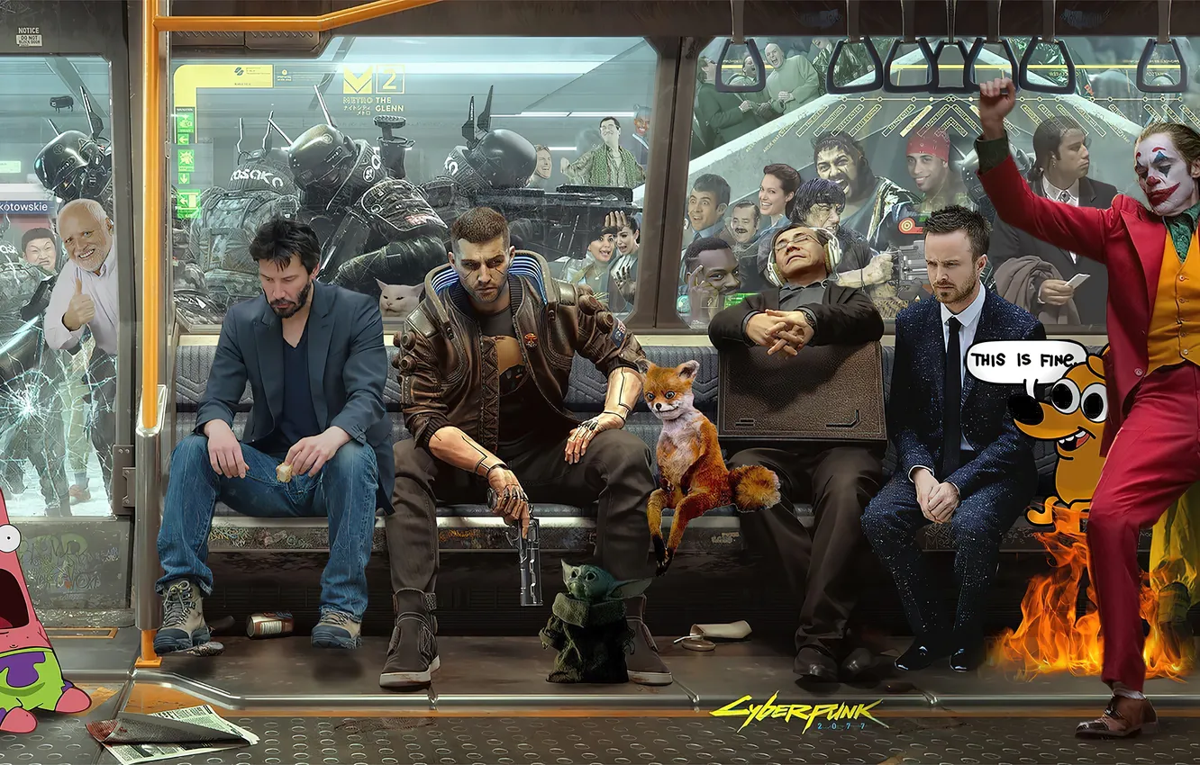 Photo wallpaper Photoshop, underground, Joker, women, Keanu Reeves, cyborg, Concept Art, CD Projekt RED