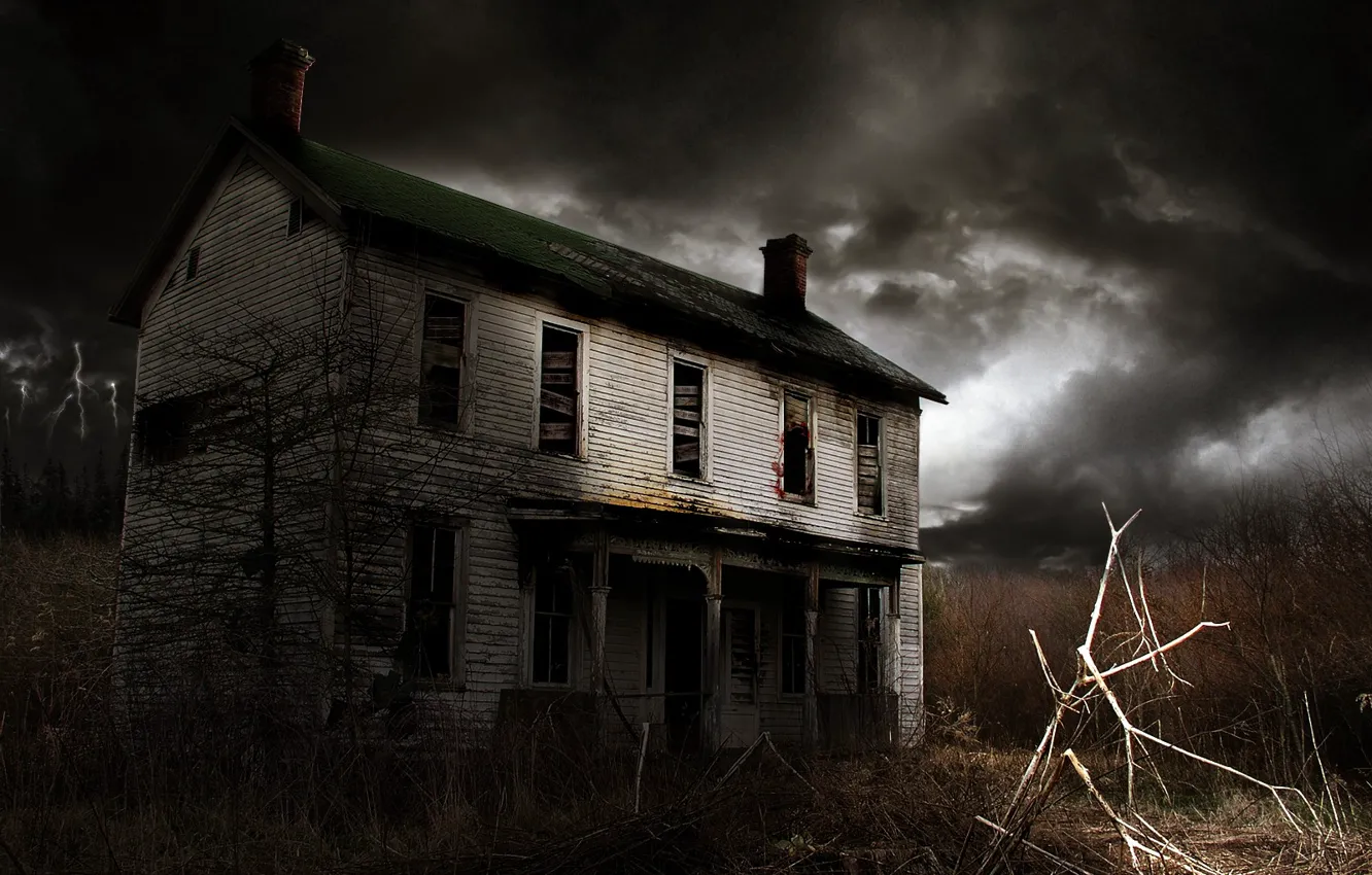 Photo wallpaper the darkness, The sky, House, Windows