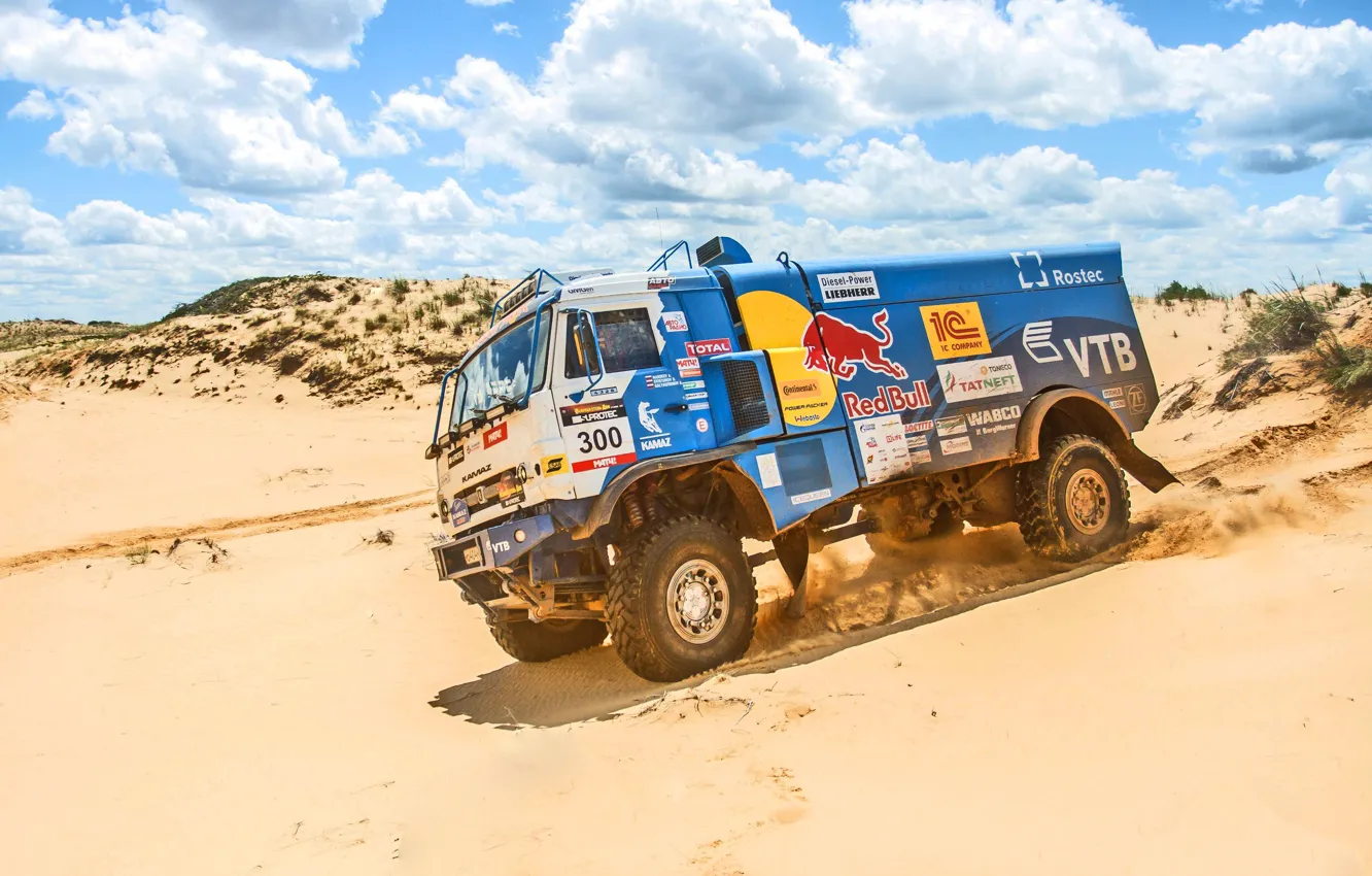 Photo wallpaper Sand, Sport, Speed, Truck, Race, Master, Day, Russia