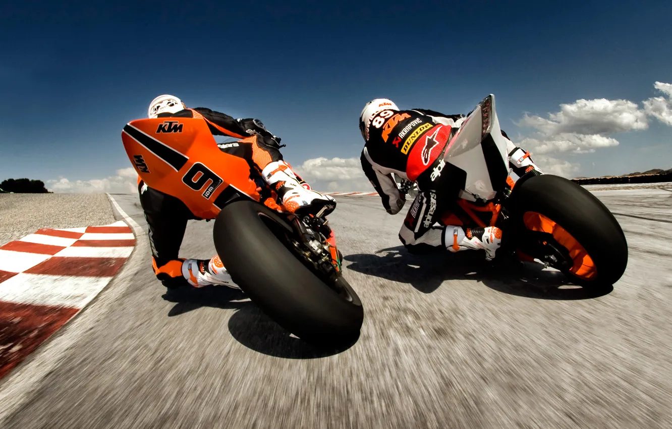 Photo wallpaper speed, motorcycle, track, racer