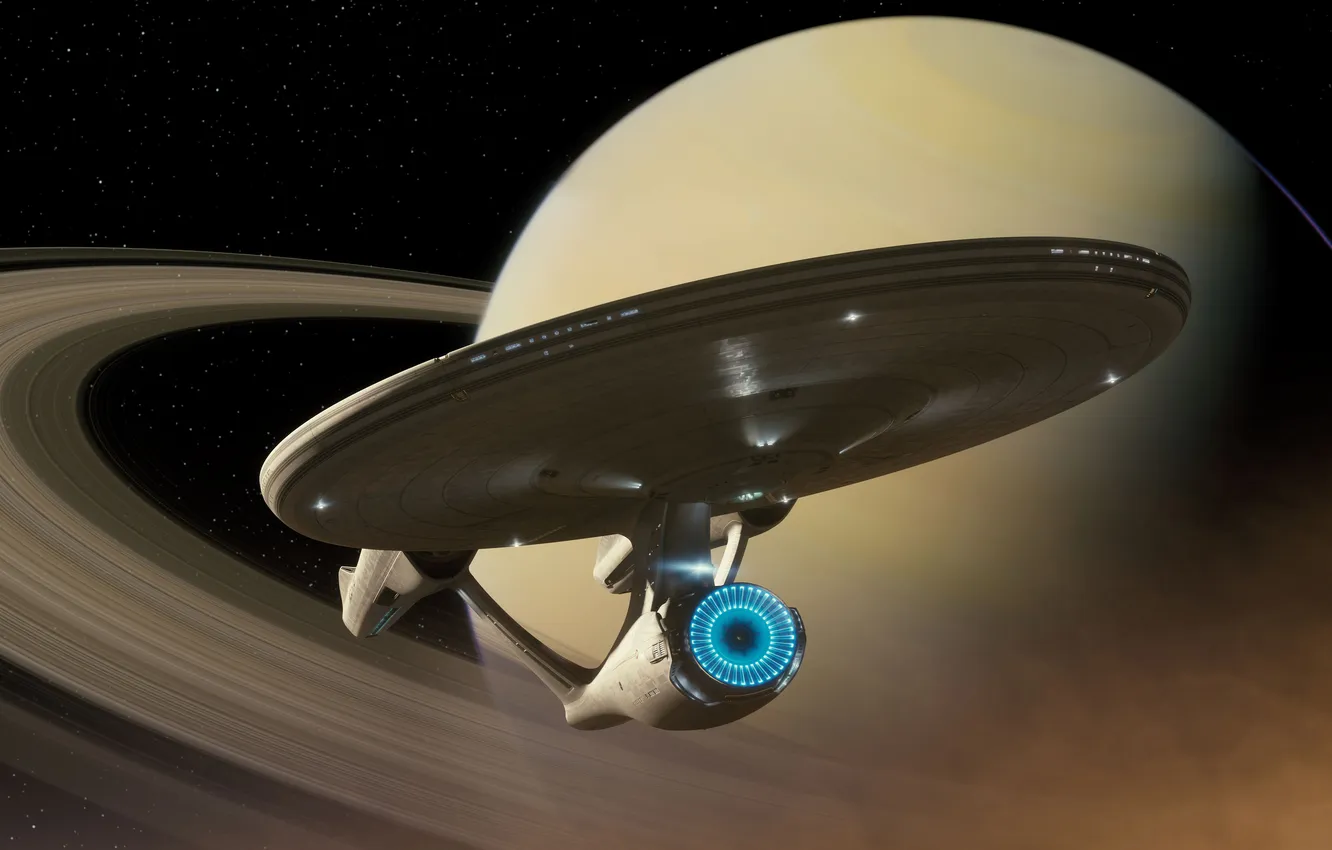 Photo wallpaper lights, star, blue, with, spaceship, trek