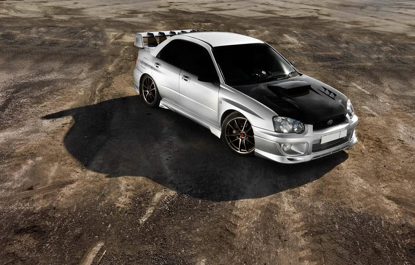 Photo wallpaper road, tuning, white, subaru