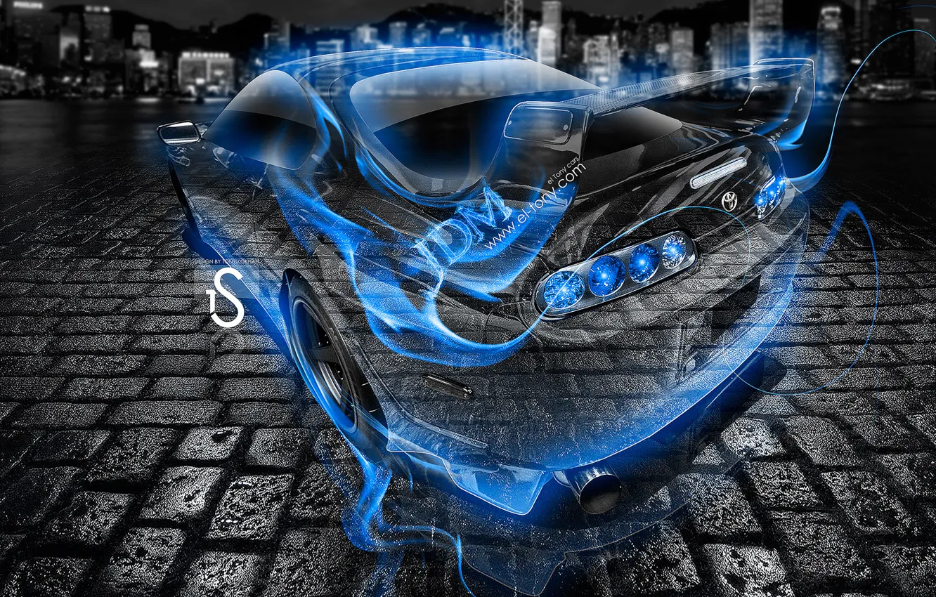 Photo wallpaper night, city, the city, lights, transparent, flame, blue, neon