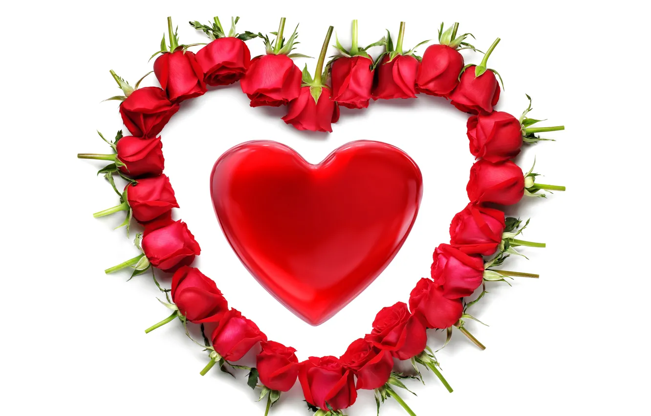 Photo wallpaper heart, red, rose, heart, romantic, Valentine's Day, red roses