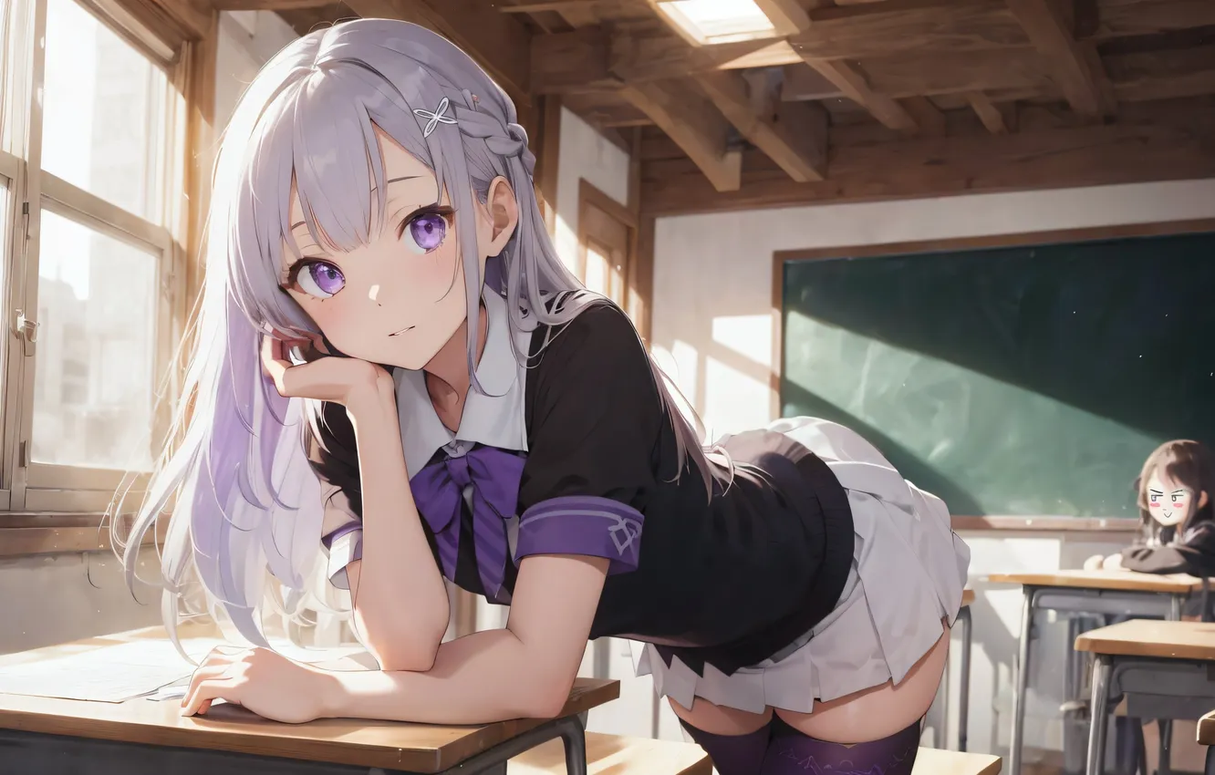 Photo wallpaper girl, anime, class, school