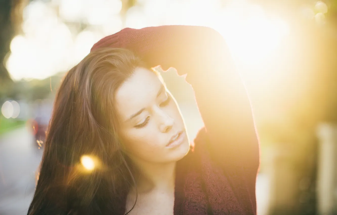 Photo wallpaper the sun, pose, brunette, Hanna Russell